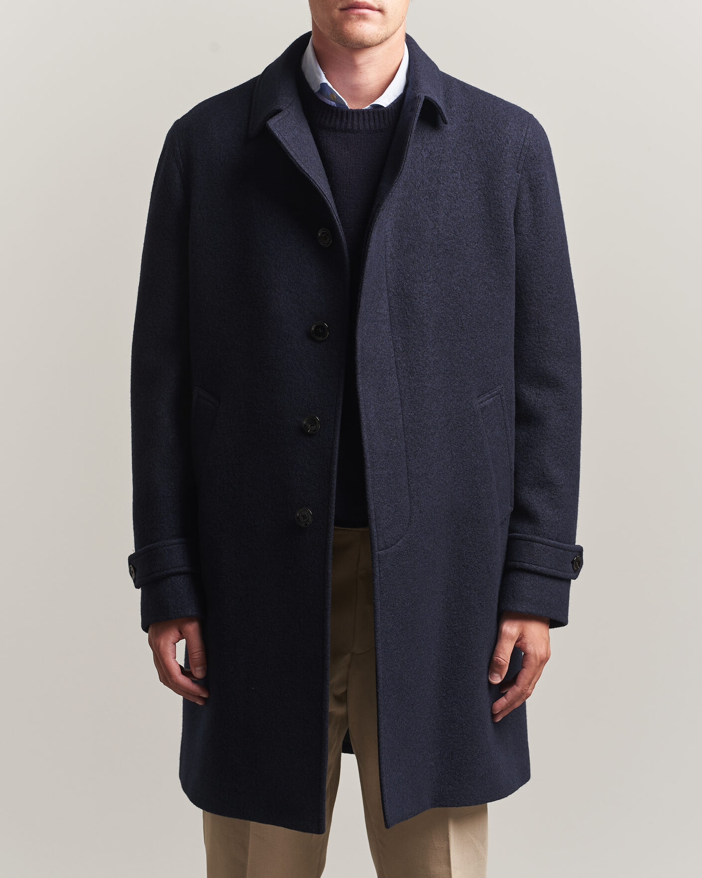 Men | Coats & Jackets | Lardini | Wool/Cashmere Boucle Car Coat Navy