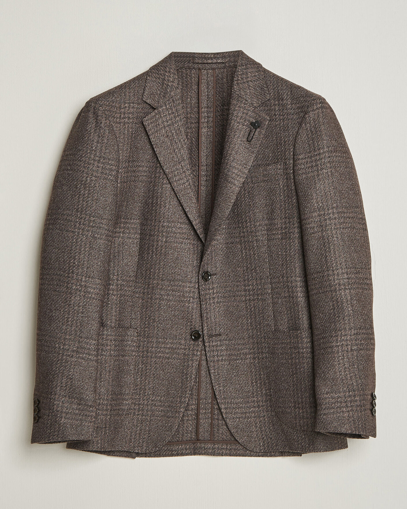 Men | Blazers | Lardini | Wool Structure Checked Blazer Brown