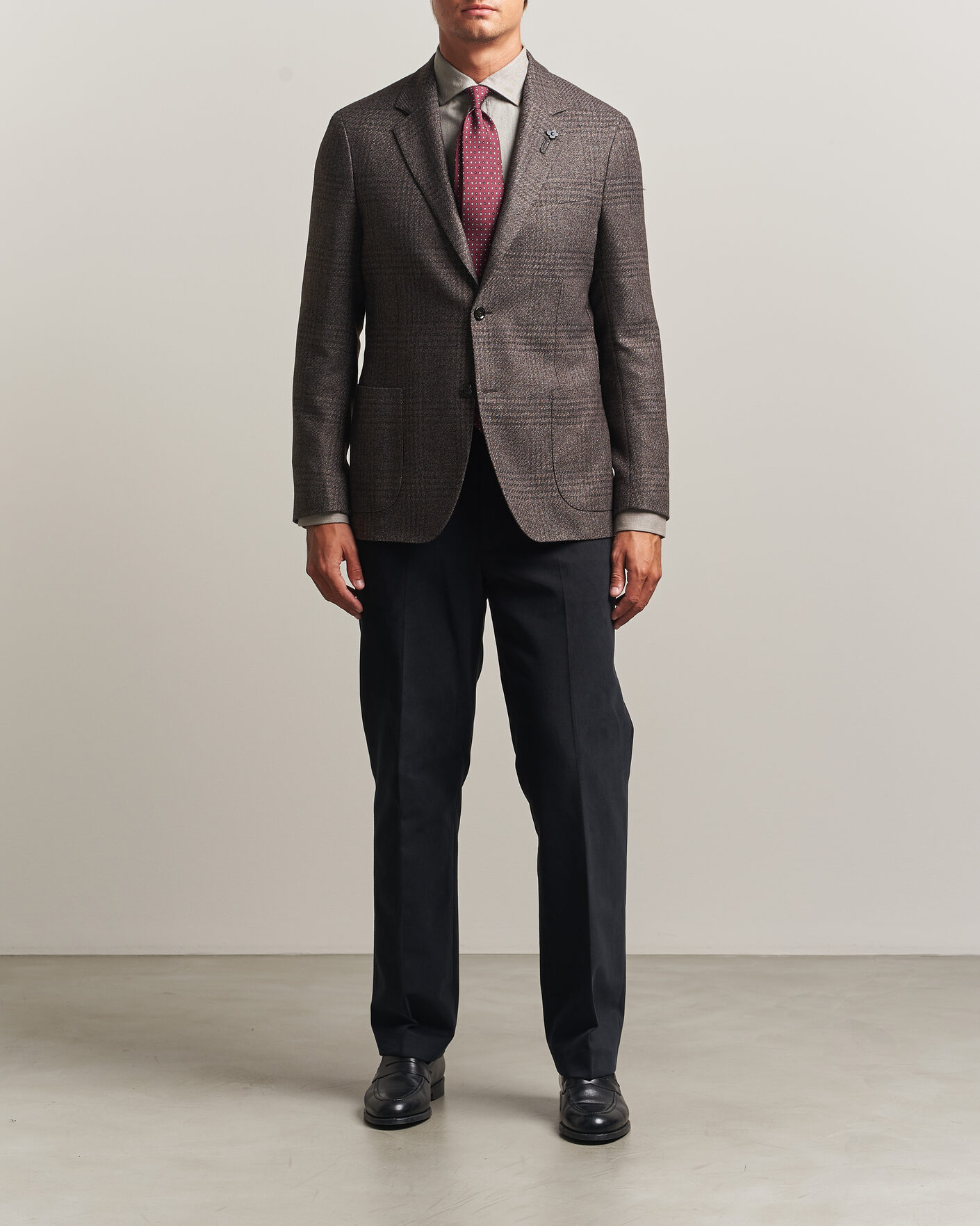 Men | Blazers | Lardini | Wool Structure Checked Blazer Brown