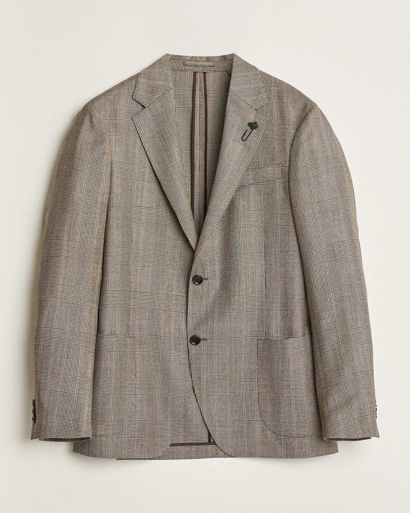 Men | Blazers | Lardini | Wool Prince of Wales Check Blazer Brown