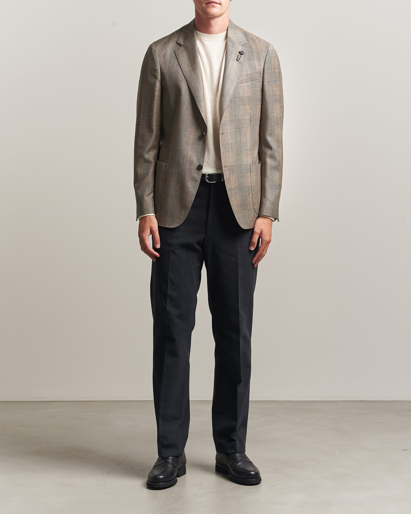 Men | Blazers | Lardini | Wool Prince of Wales Check Blazer Brown