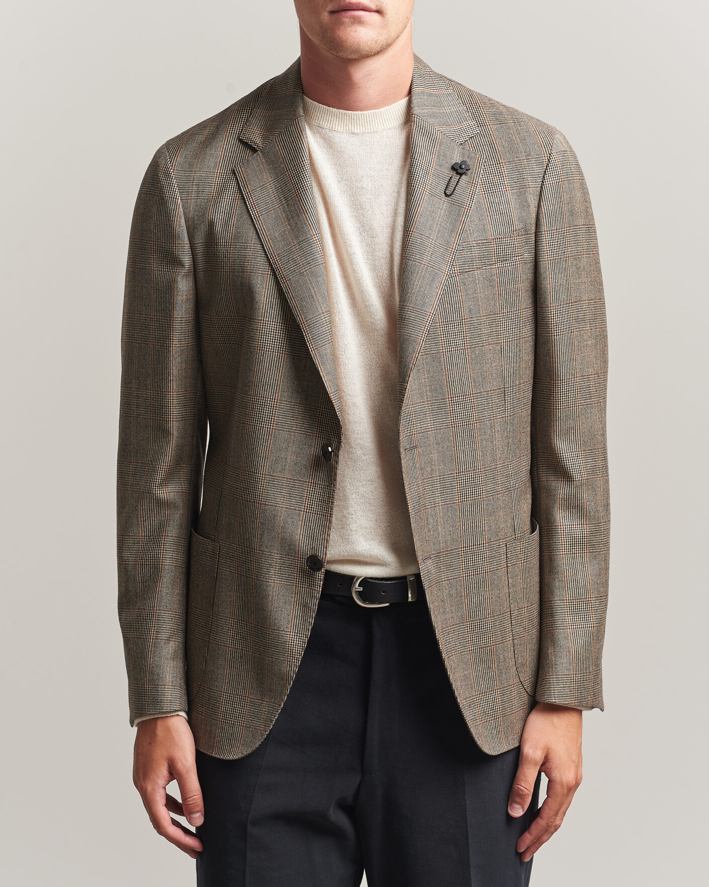 Men | Blazers | Lardini | Wool Prince of Wales Check Blazer Brown
