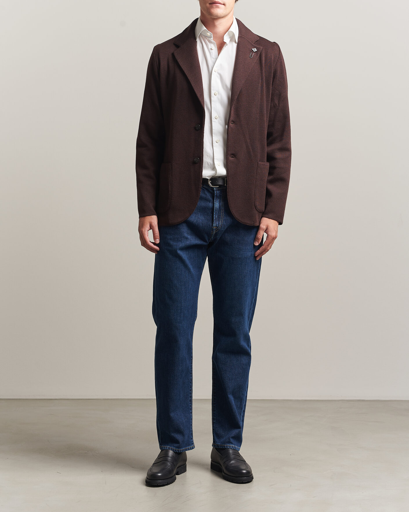 Men | Blazers | Lardini | Knitted Wool Blazer Brown