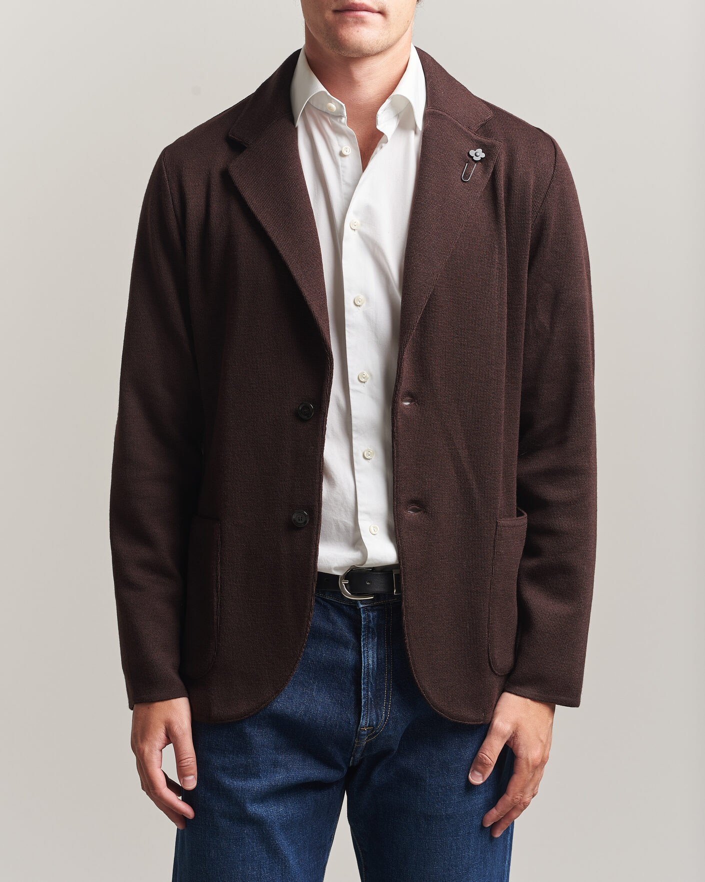 Men | Blazers | Lardini | Knitted Wool Blazer Brown