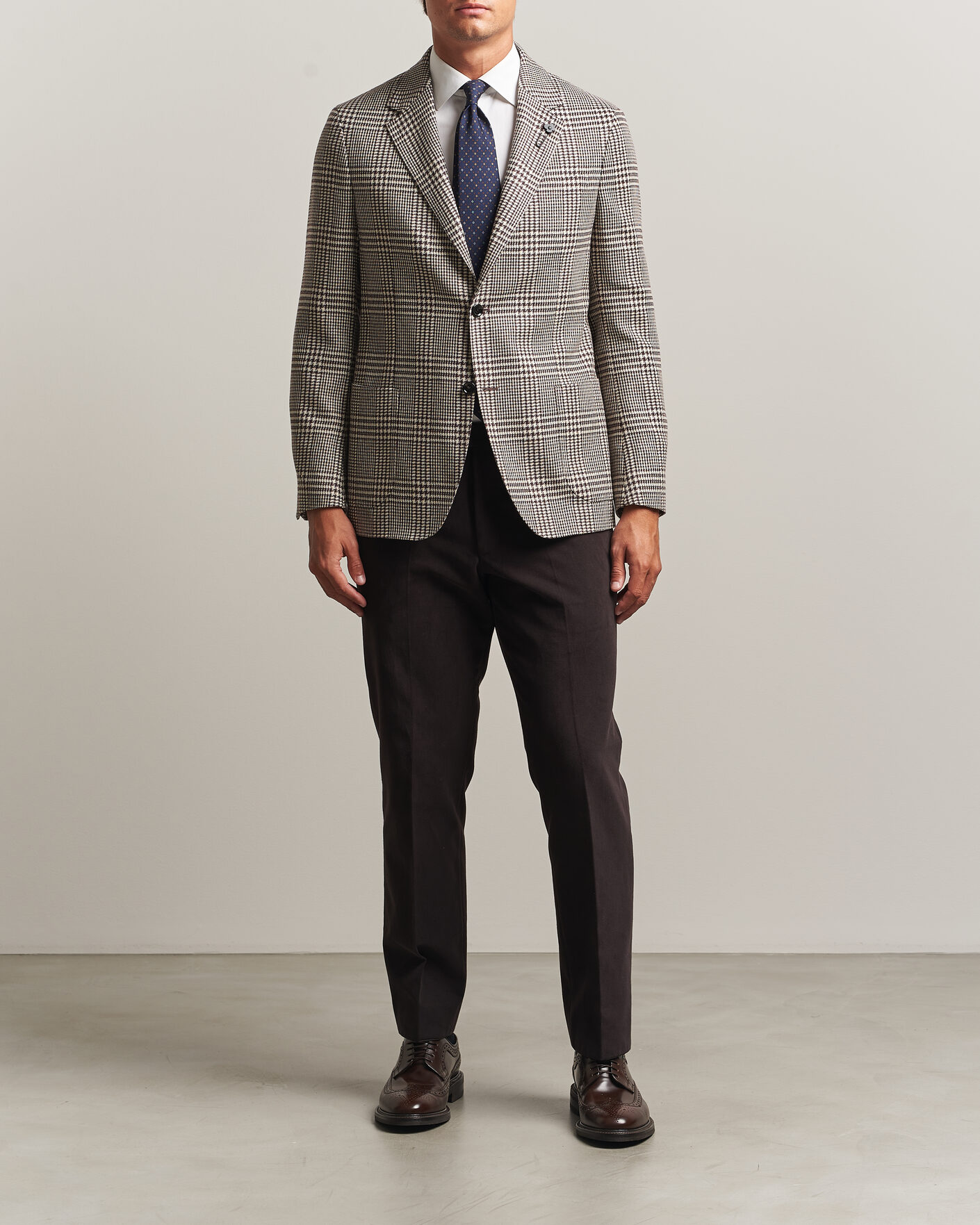 Men | Blazers | Lardini | Wool/Cashmere Checked Blazer Brown