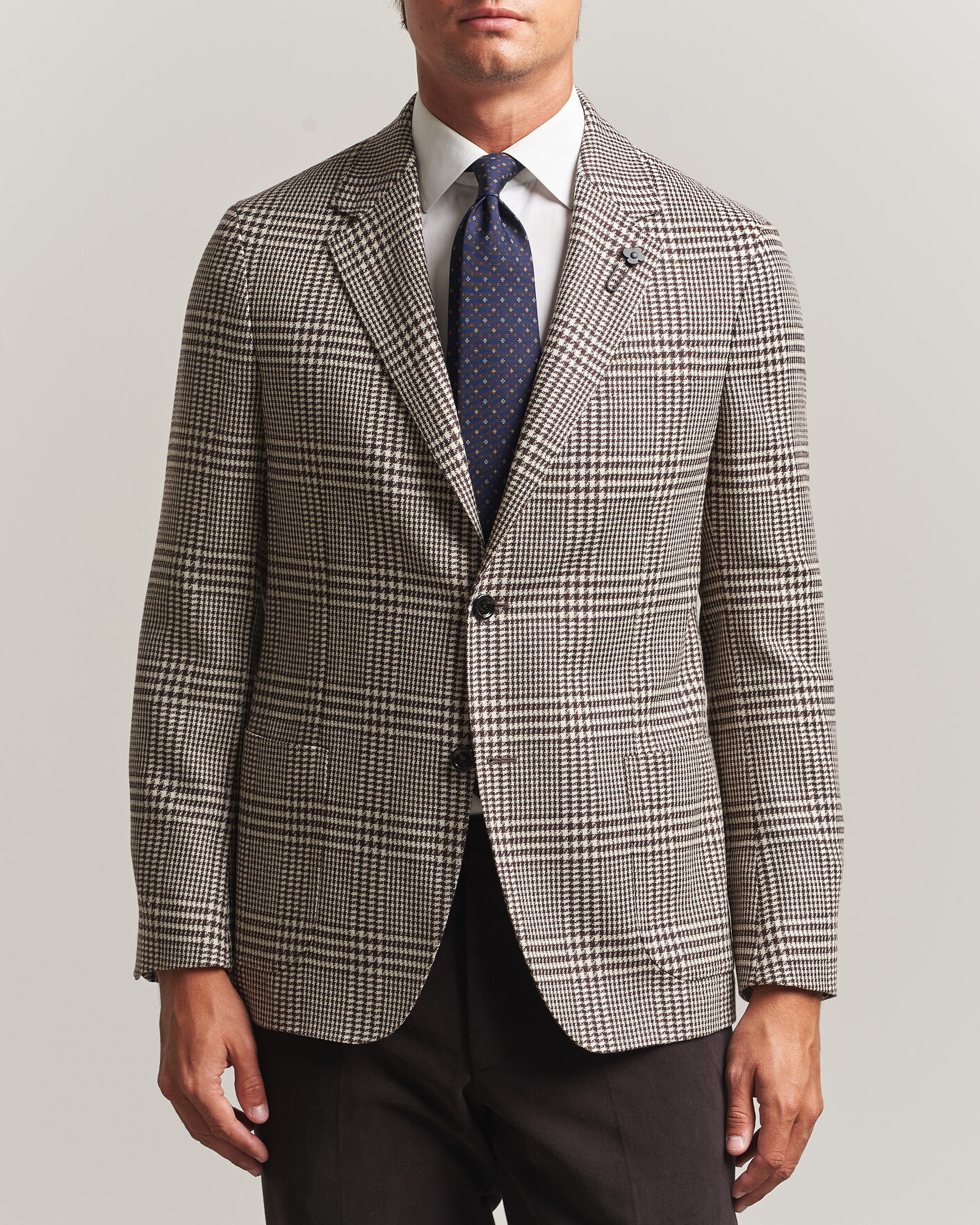 Men | Blazers | Lardini | Wool/Cashmere Checked Blazer Brown