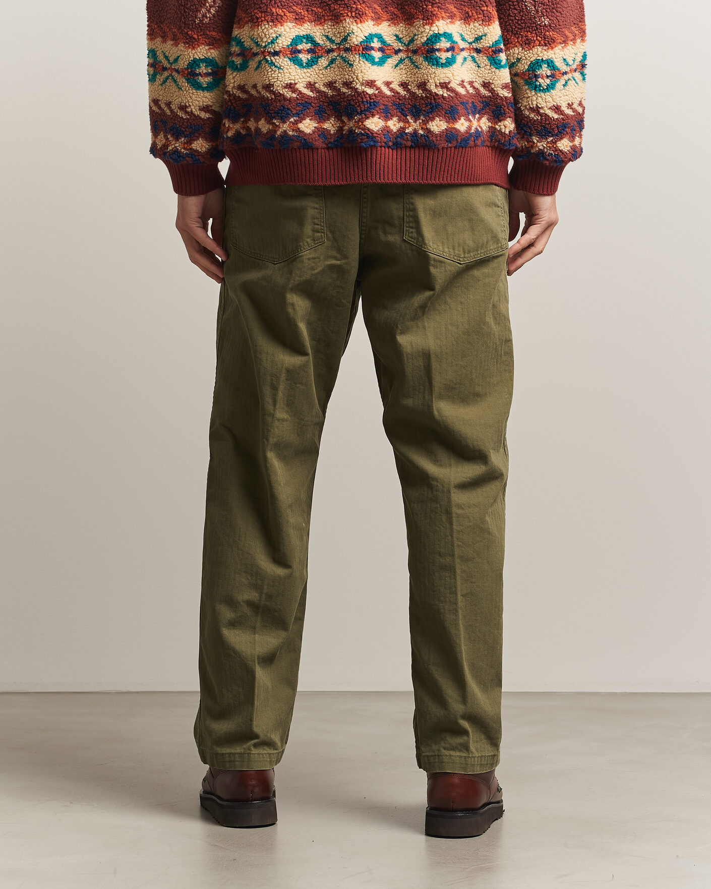 Men | Trousers | orSlow | Vintage Fit Herringbone Fatigue Pants Army Green