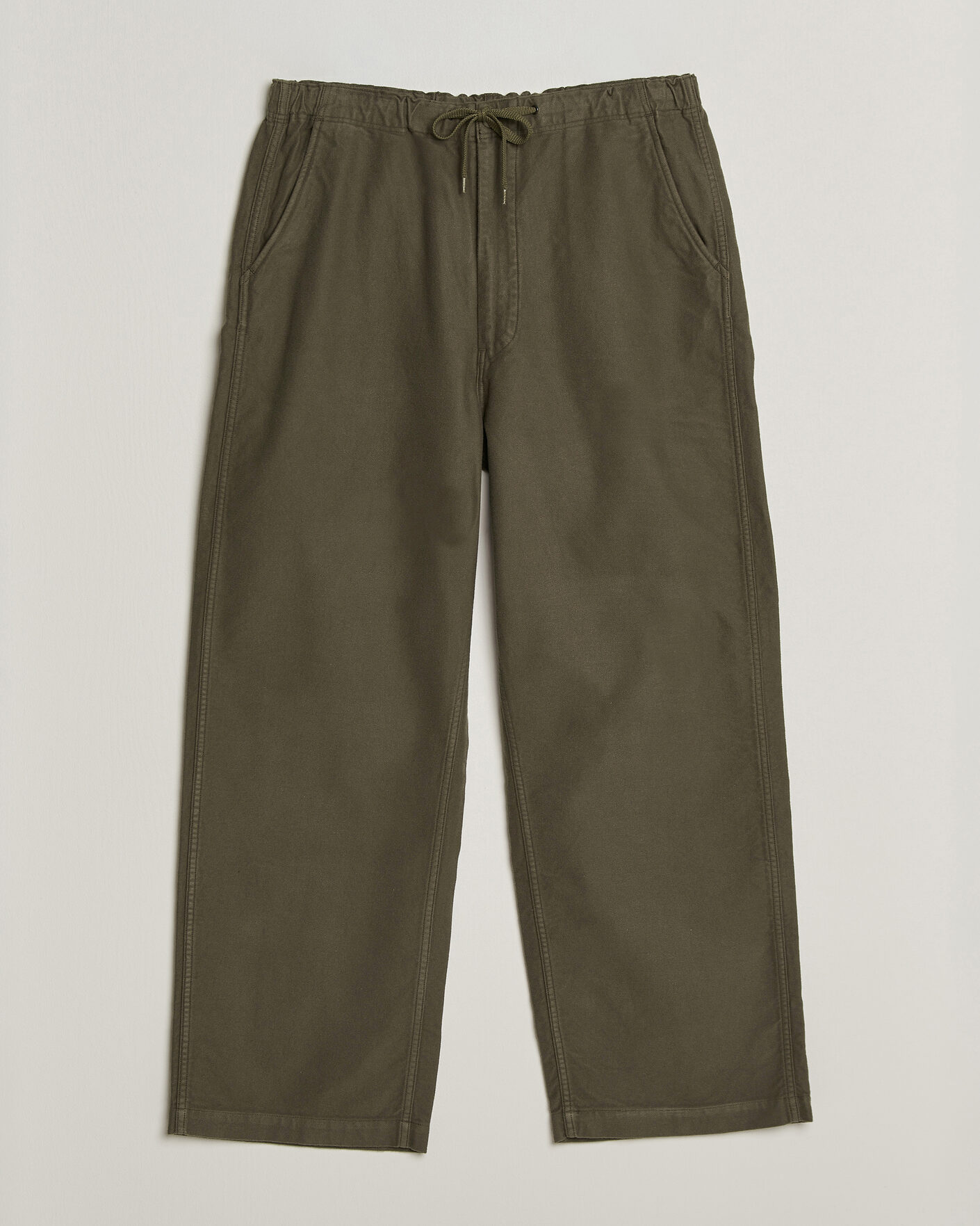 Men | Trousers | orSlow | Wide Fit New Yorker Brushed Trousers Moss Gray
