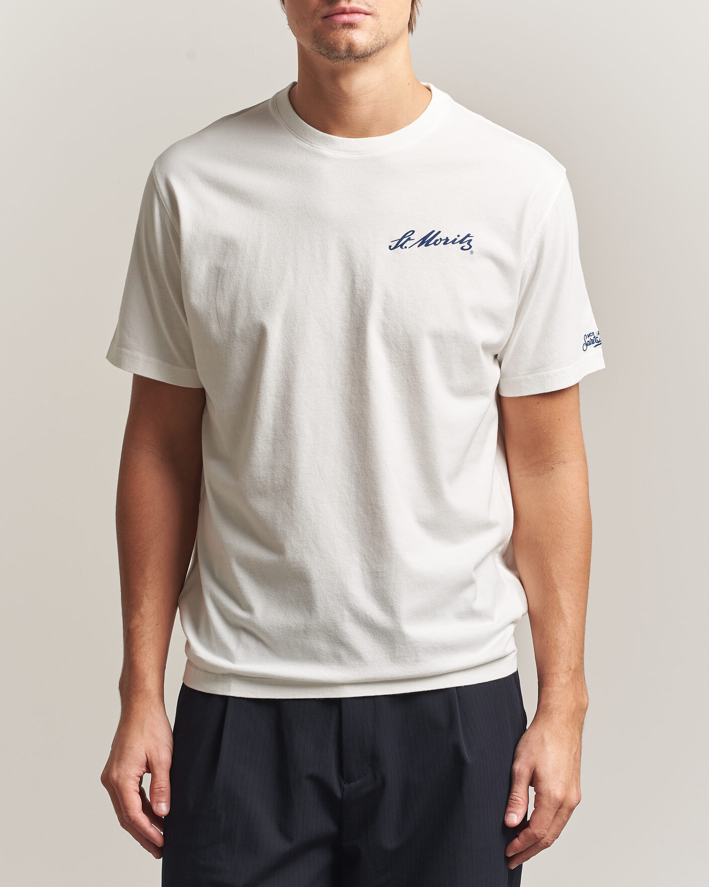 Men | T-Shirts | MC2 Saint Barth | Back Printed Cotton T-Shirt St Moritz Racing