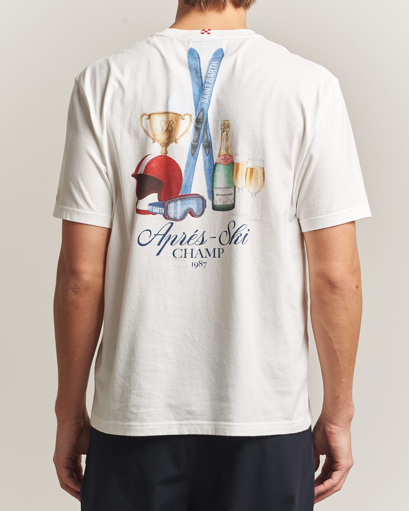 Men | T-Shirts | MC2 Saint Barth | Back Printed Cotton T-Shirt Ski Post Race