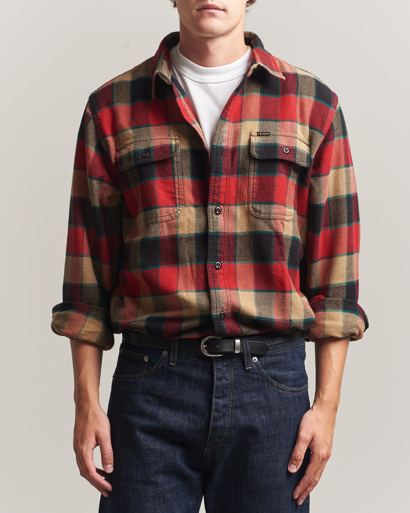 Men | Shirts | Filson | Vintage Flannel Work Shirt Red/Cream