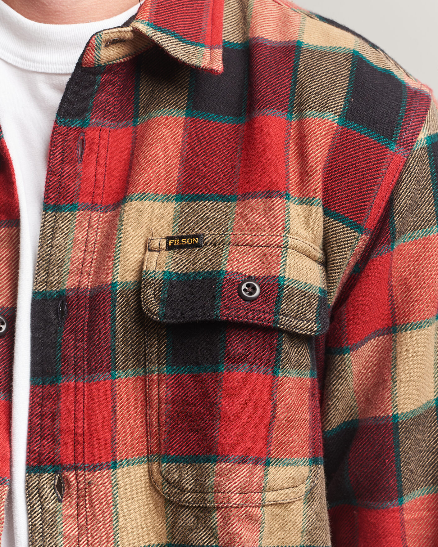 Men | Shirts | Filson | Vintage Flannel Work Shirt Red/Cream