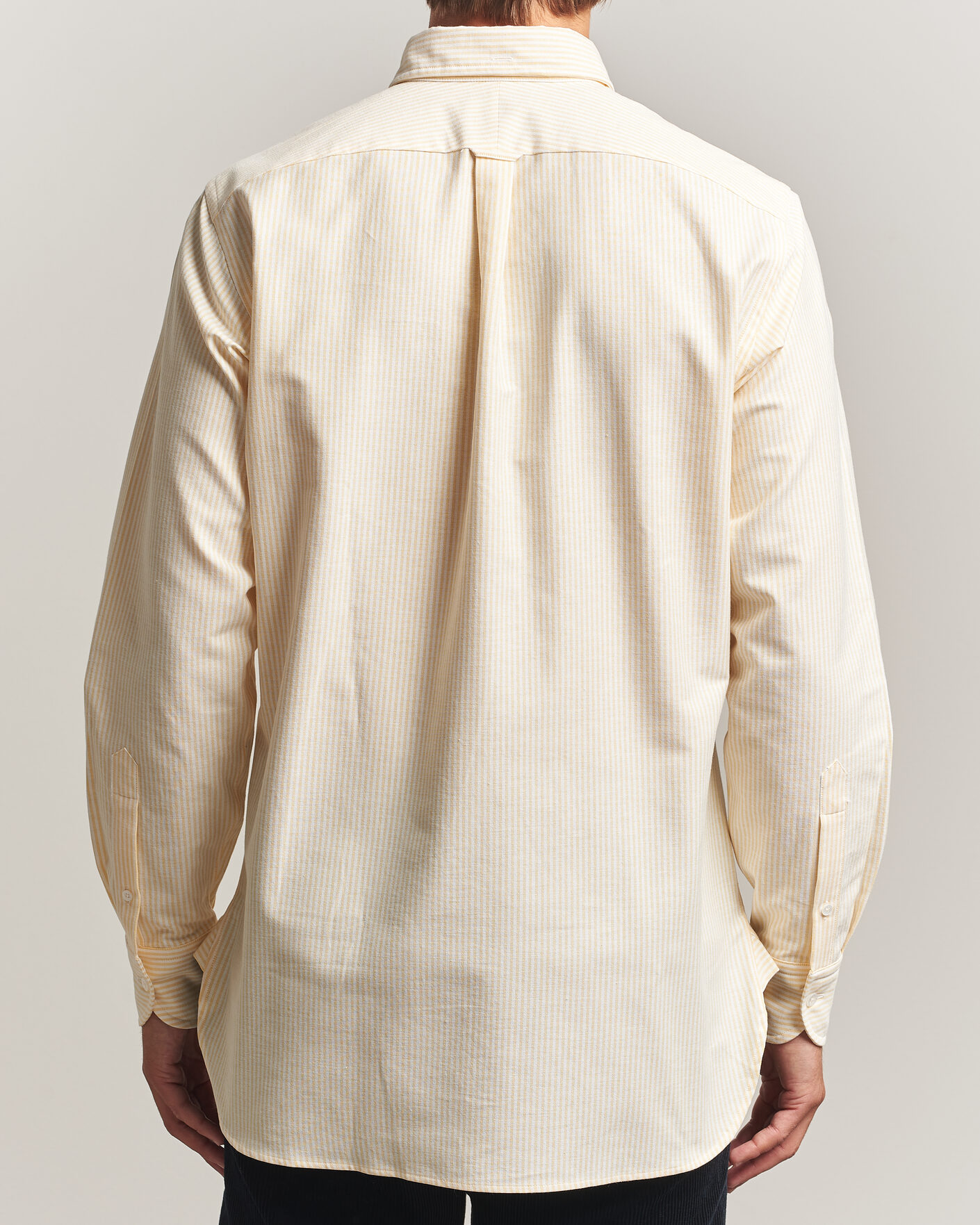 Men | Shirts | Drake's | Striped Button Down Oxford Shirt Yellow