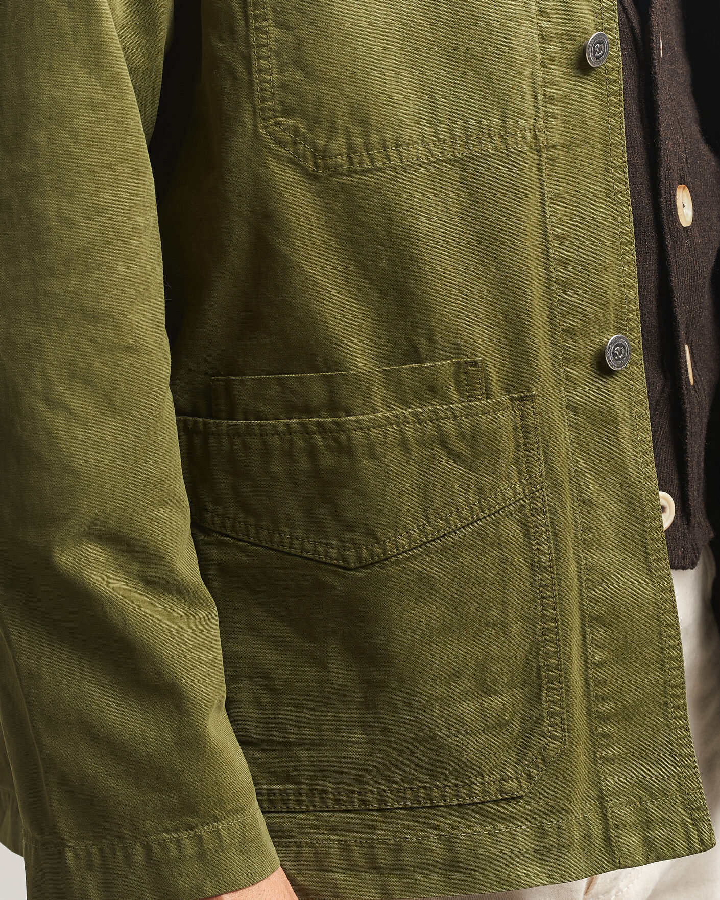 Men | Coats & Jackets | Drake's | Duck Cotton Canvas Chore Jacket Olive