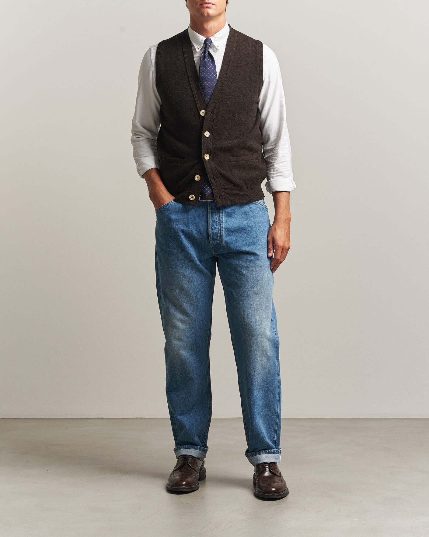 Men | Jeans | Drake's | 5-Pocket Japanese Selvedge Denim Stone Wash