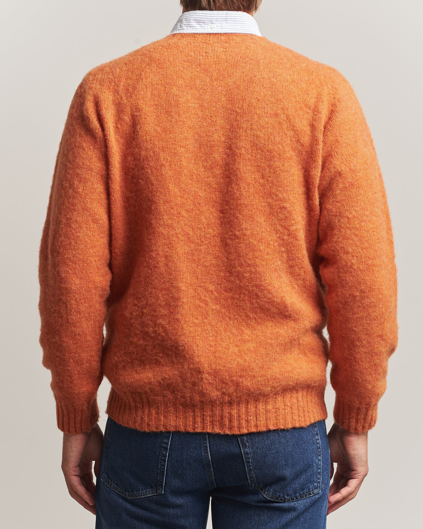 Men | Sweaters & Knitwear | Drake's | Brushed Shetland Crew Orange