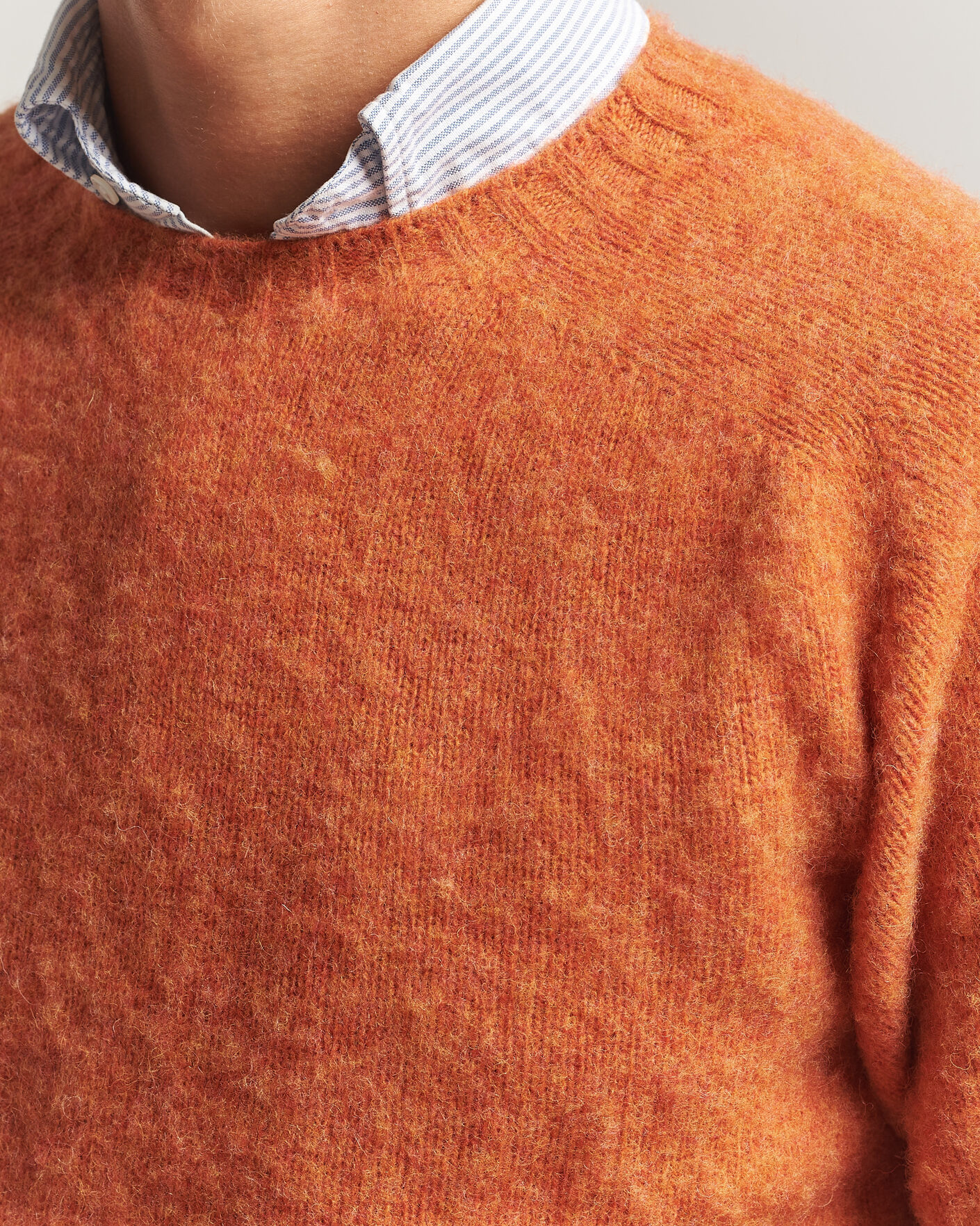 Men | Sweaters & Knitwear | Drake's | Brushed Shetland Crew Orange