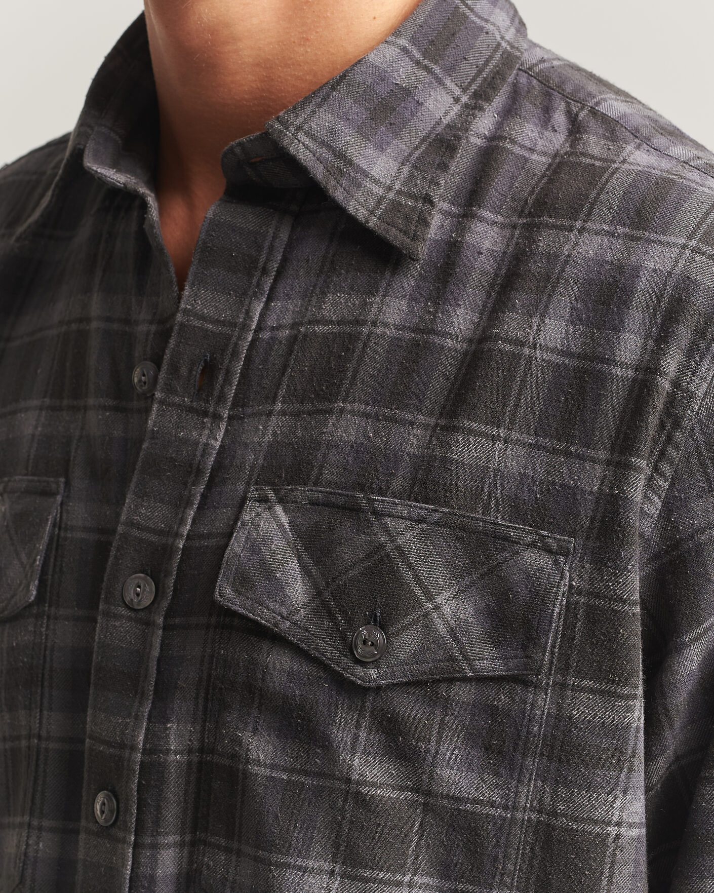 Men | Shirts | Drake's | Cotton/Silk Two Pocket Shirt Grey