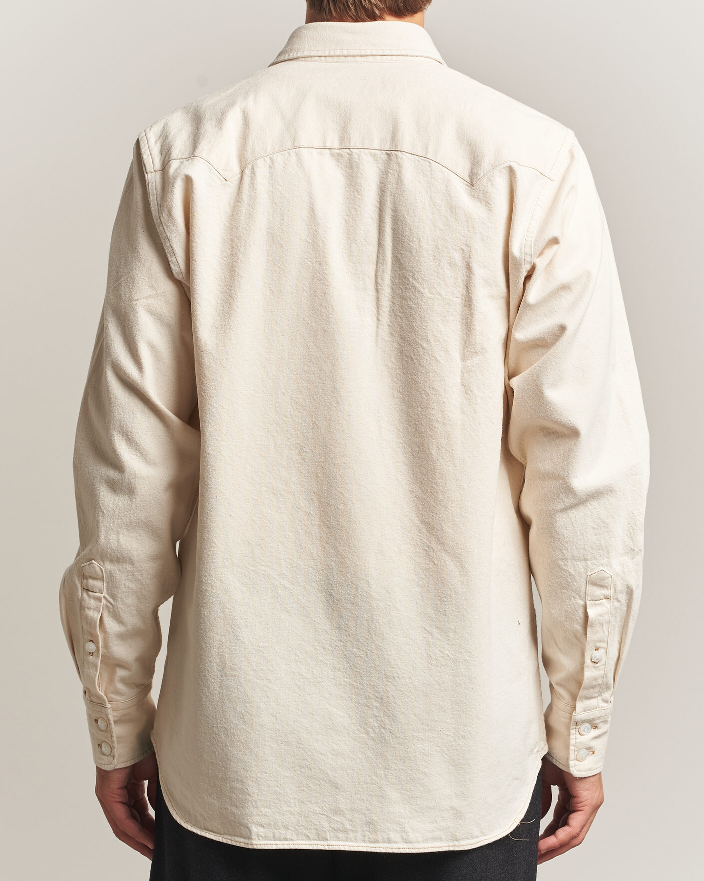 Men | Shirts | Drake's | Western Denim Shirt Stone Wash Ecru