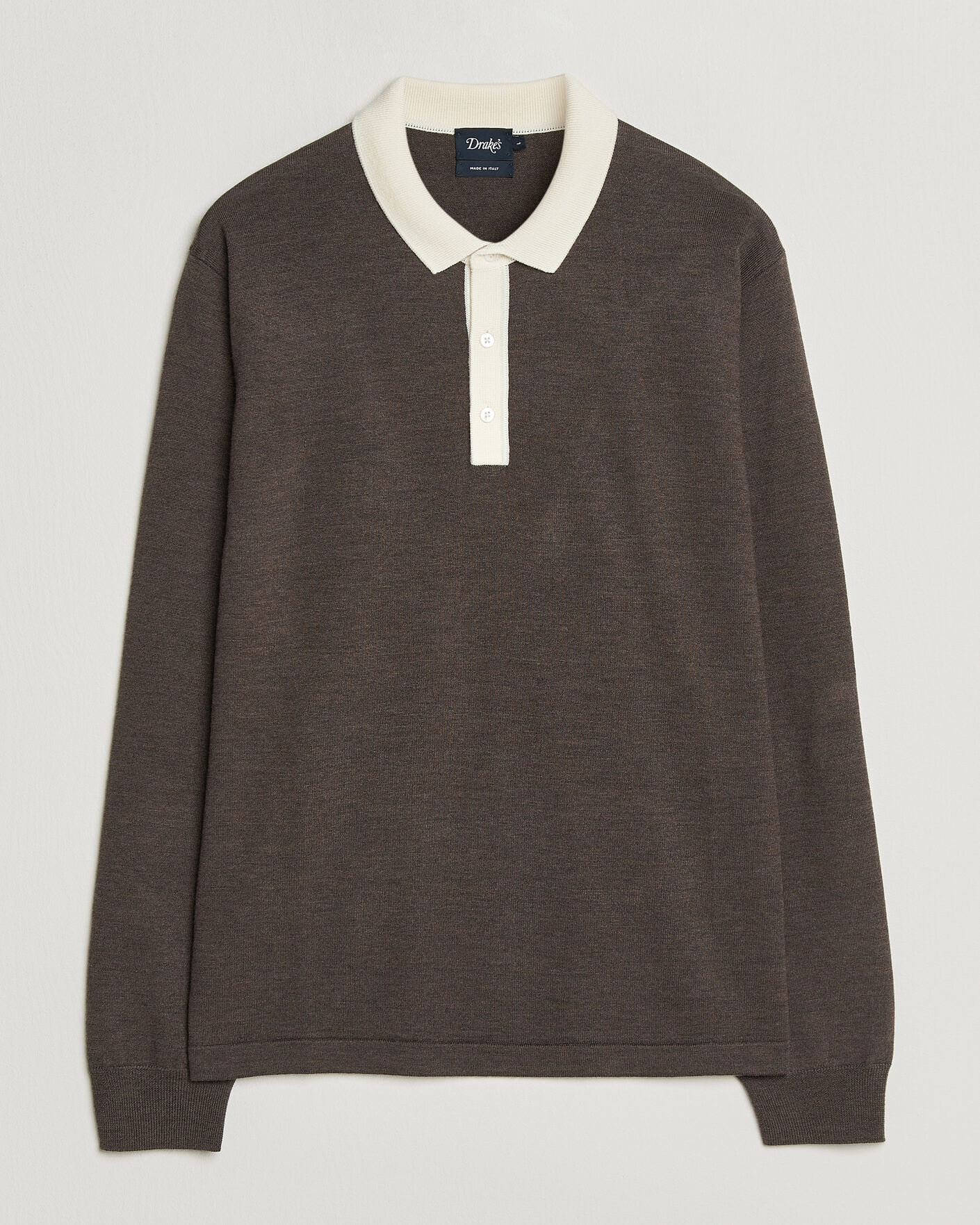 Men | Sweaters & Knitwear | Drake's | Solid Knitted Rugby Brown