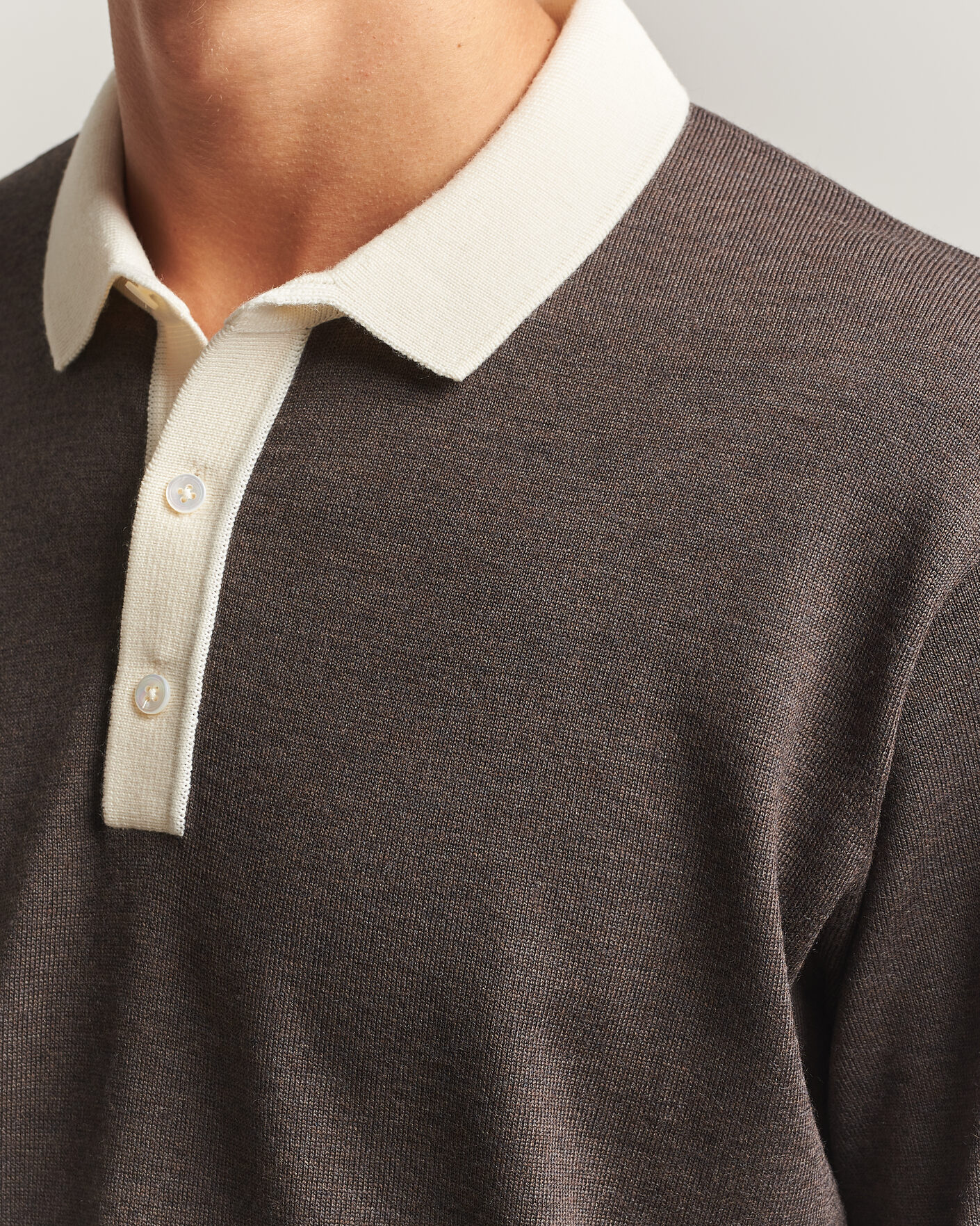 Men | Sweaters & Knitwear | Drake's | Solid Knitted Rugby Brown