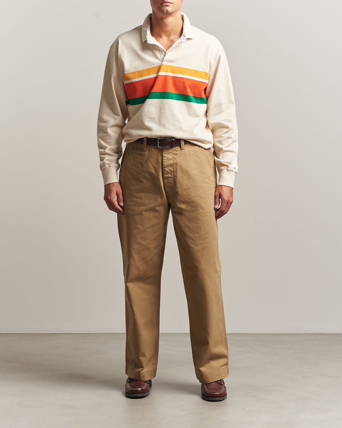 Men | Trousers | Drake's | Twill Officer Chino Beige