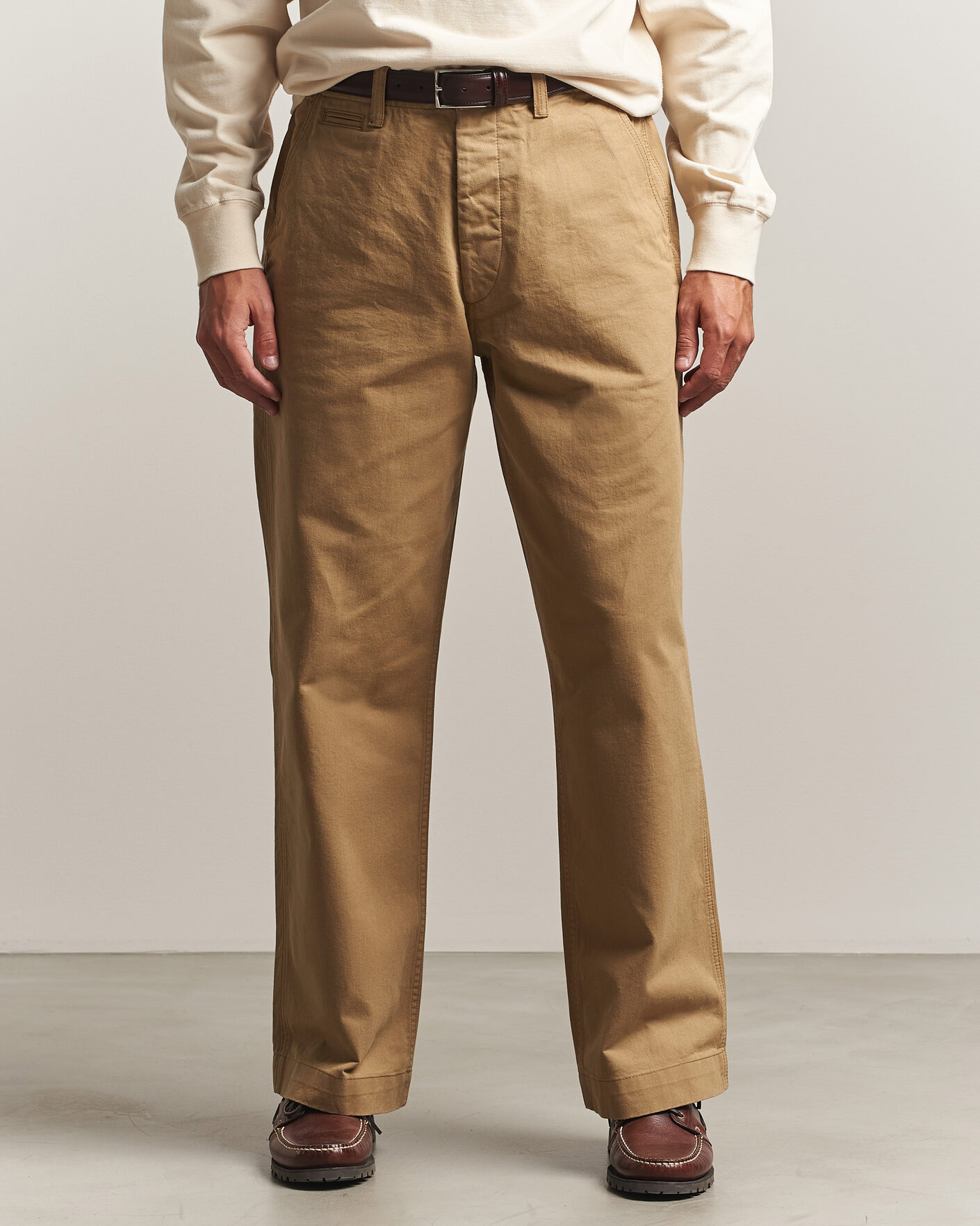 Men | Trousers | Drake's | Twill Officer Chino Beige