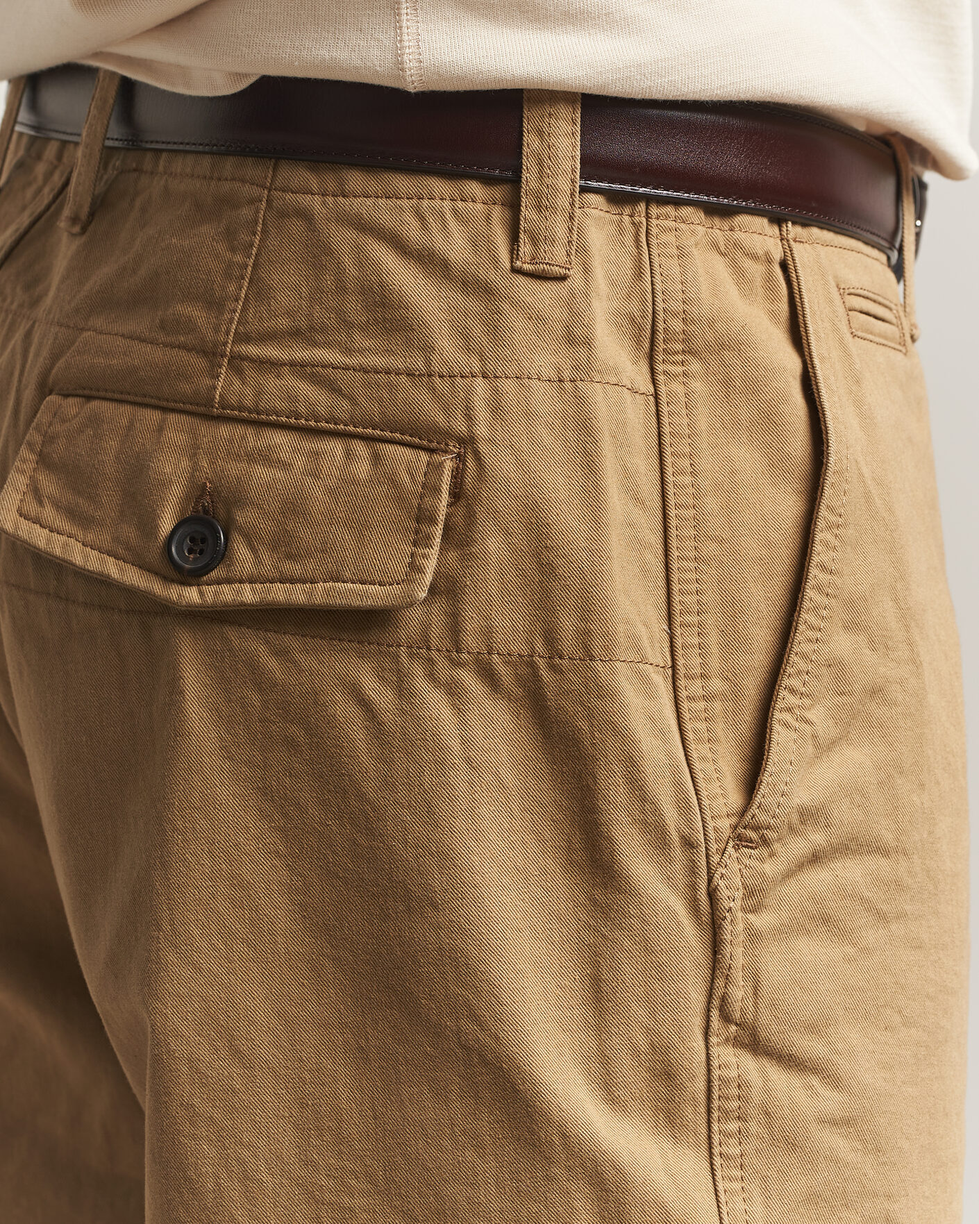 Men | Trousers | Drake's | Twill Officer Chino Beige