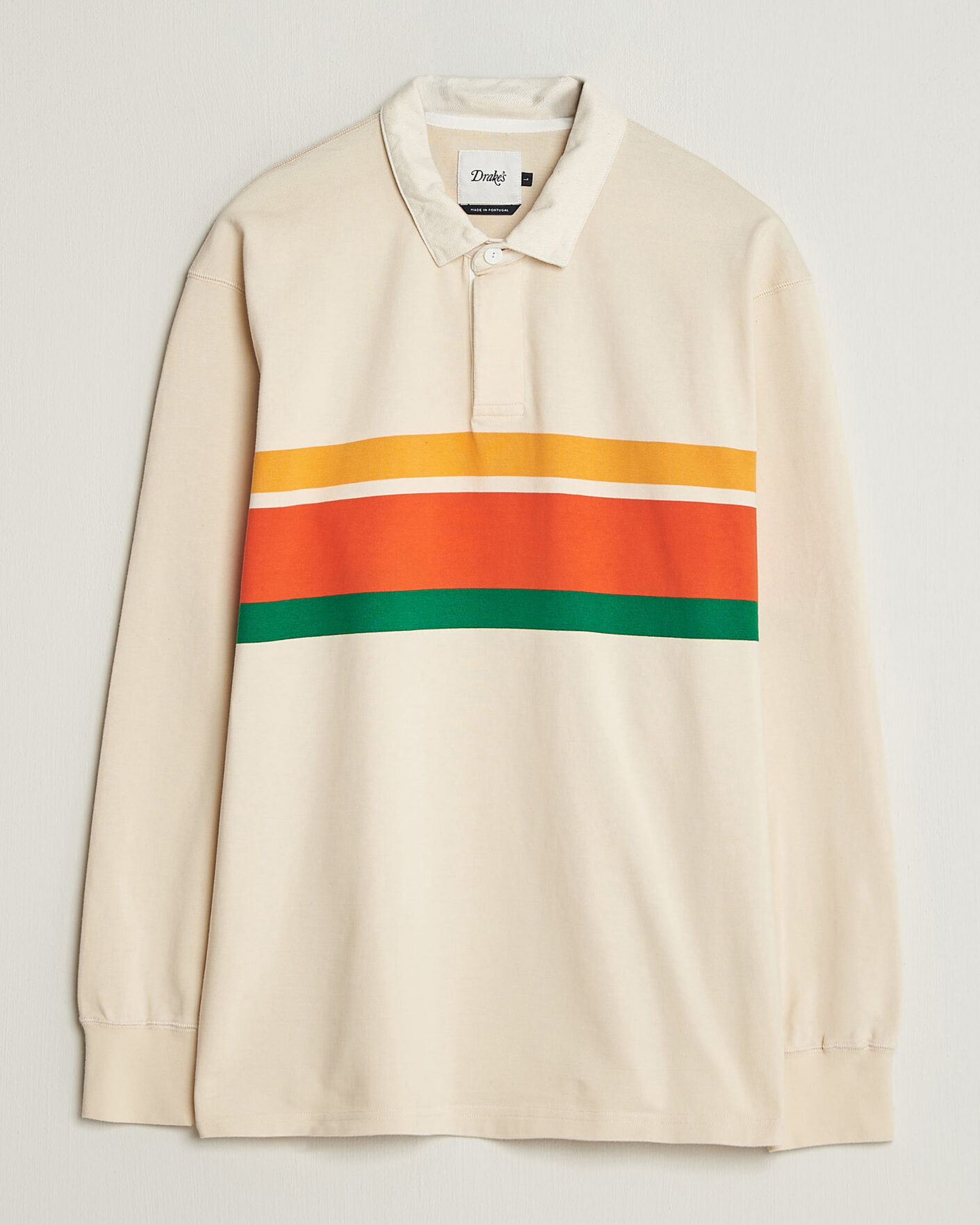 Men | Sweaters & Knitwear | Drake's | Middle Stripe Rugby Ecru