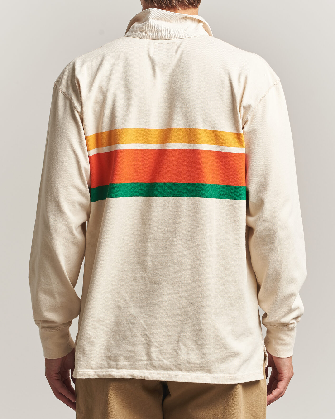 Men | Sweaters & Knitwear | Drake's | Middle Stripe Rugby Ecru