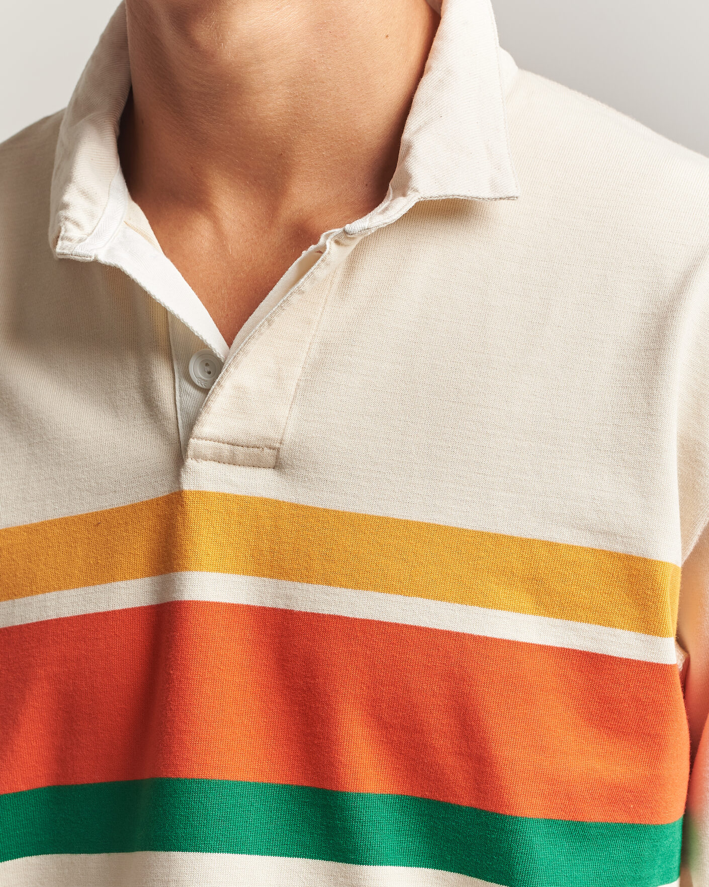 Men | Sweaters & Knitwear | Drake's | Middle Stripe Rugby Ecru