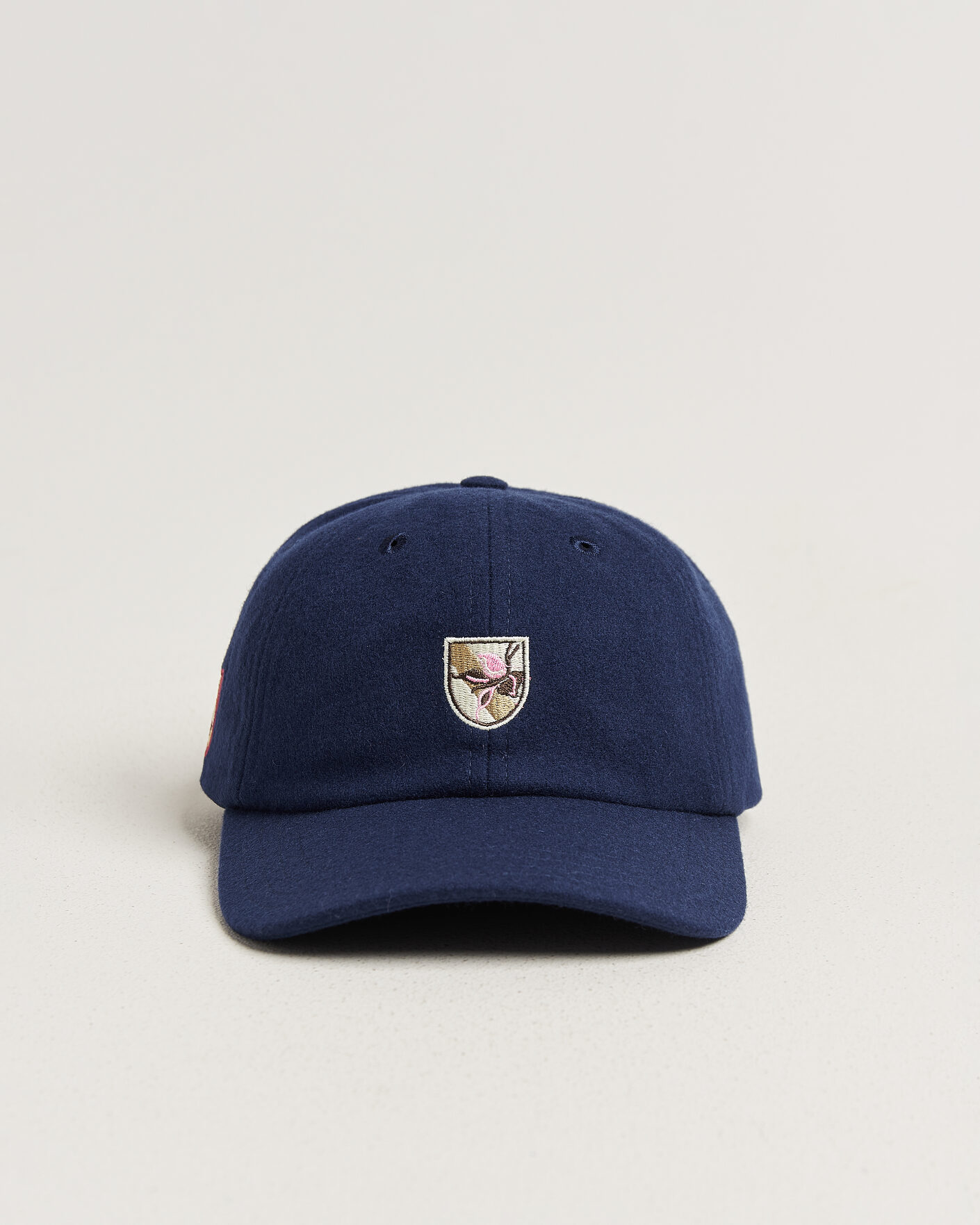 Men | Hats & Caps | Drake's | Crest Merino Wool Baseball Cap Navy
