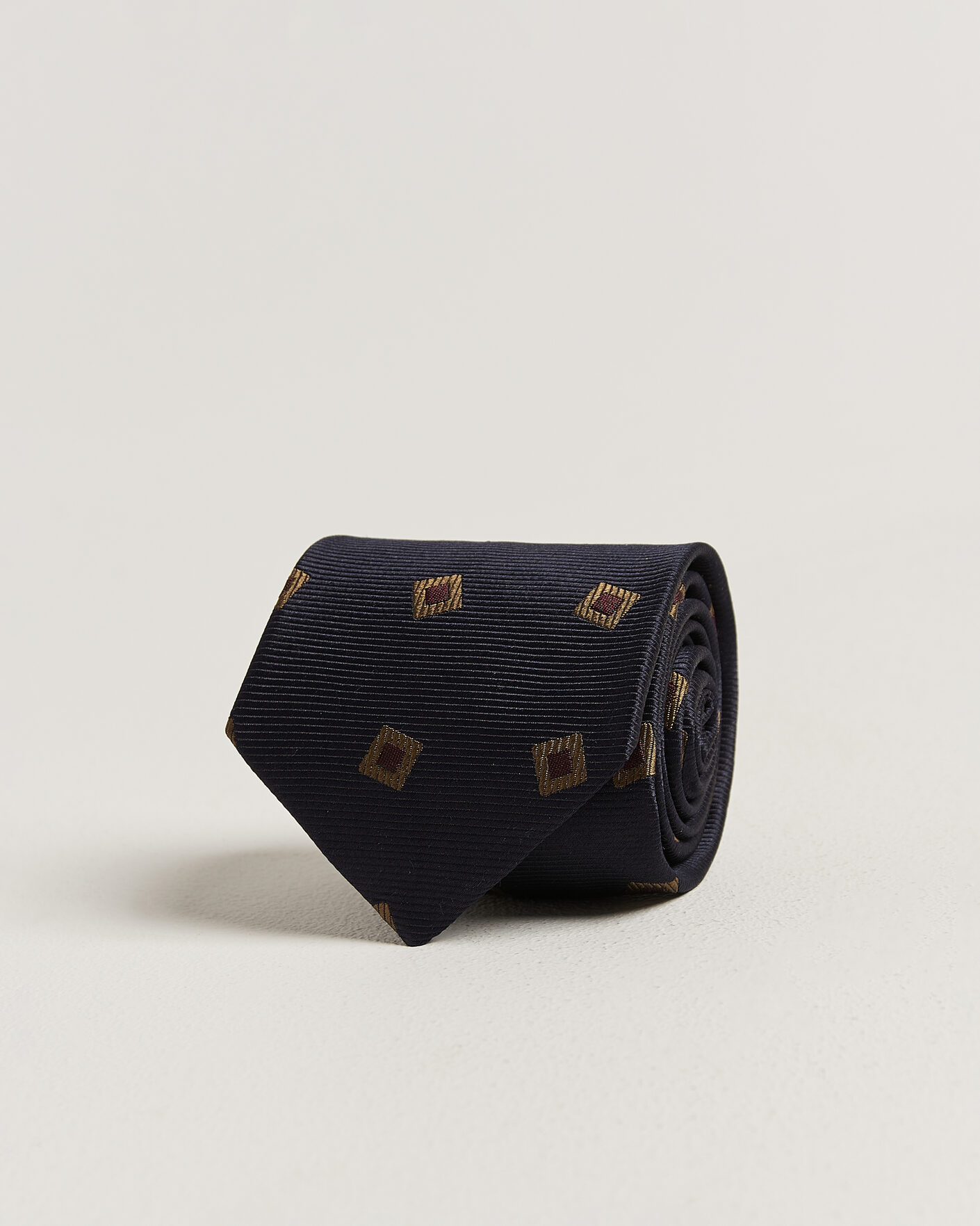 Men | Ties | Drake's | Diamond Motif Silk Tie Navy/Gold/Red