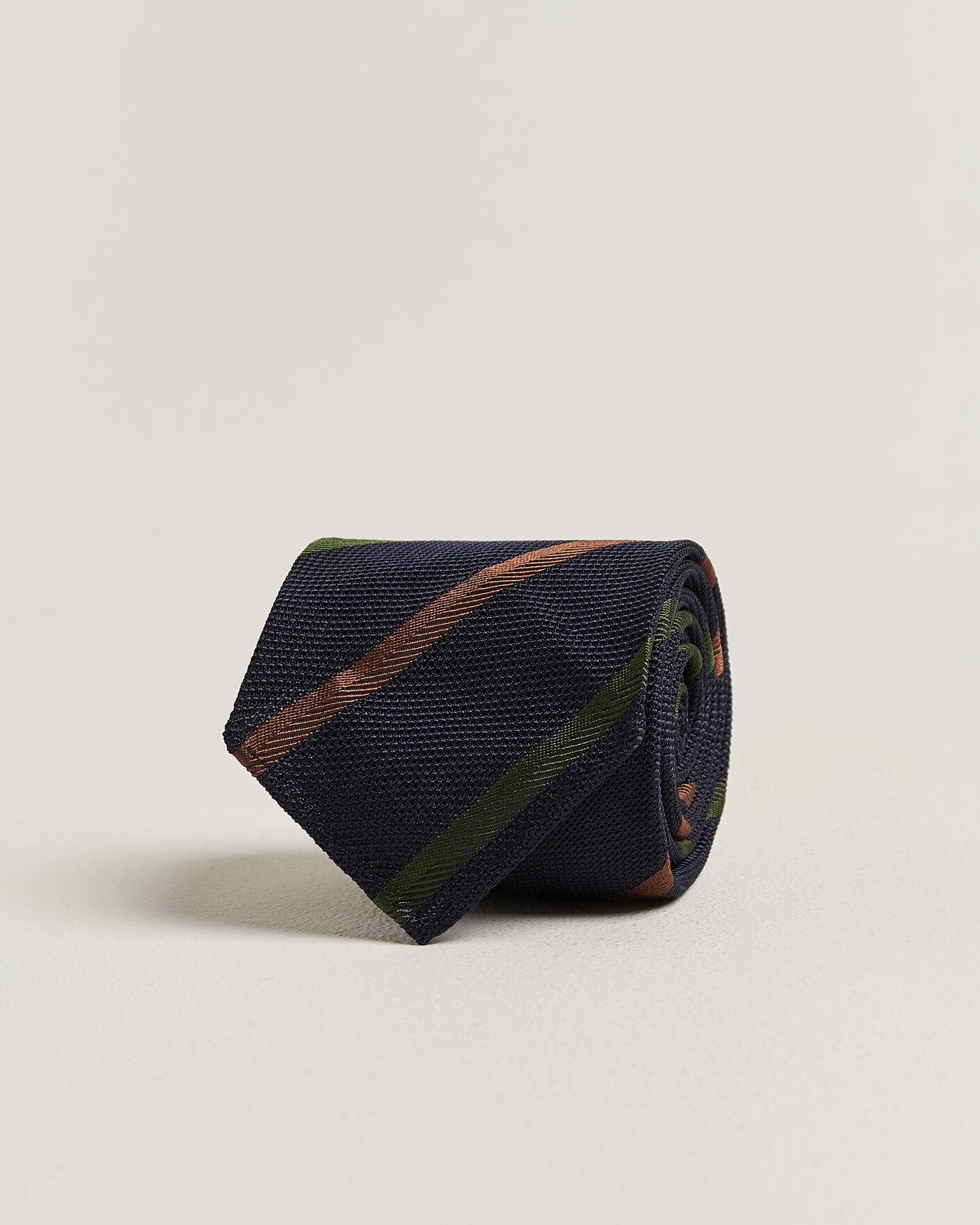 Men | Ties | Drake's | Multistripe Grenadine Silk Tie Navy/Green/Brown