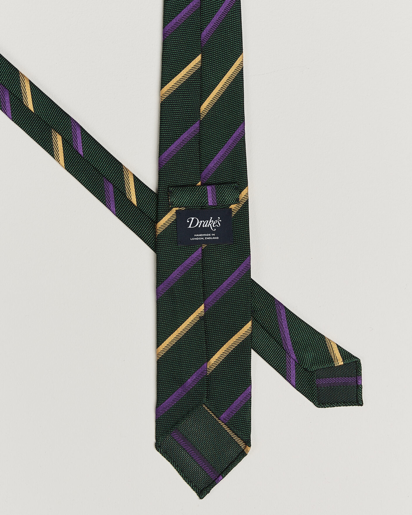 Men | Ties | Drake's | Multistripe Grenadine Silk Tie Green/Yellow/Purple