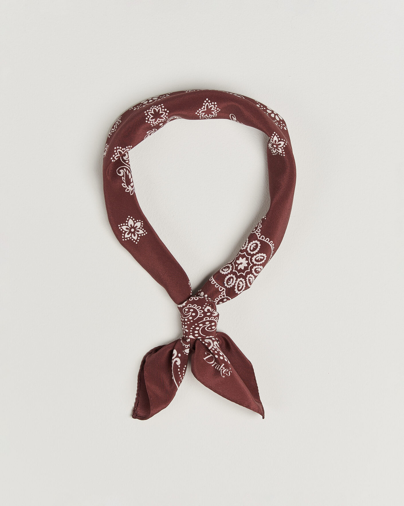 Men | Dress Scarves | Drake's | Traditional Silk Bandana Burgundy