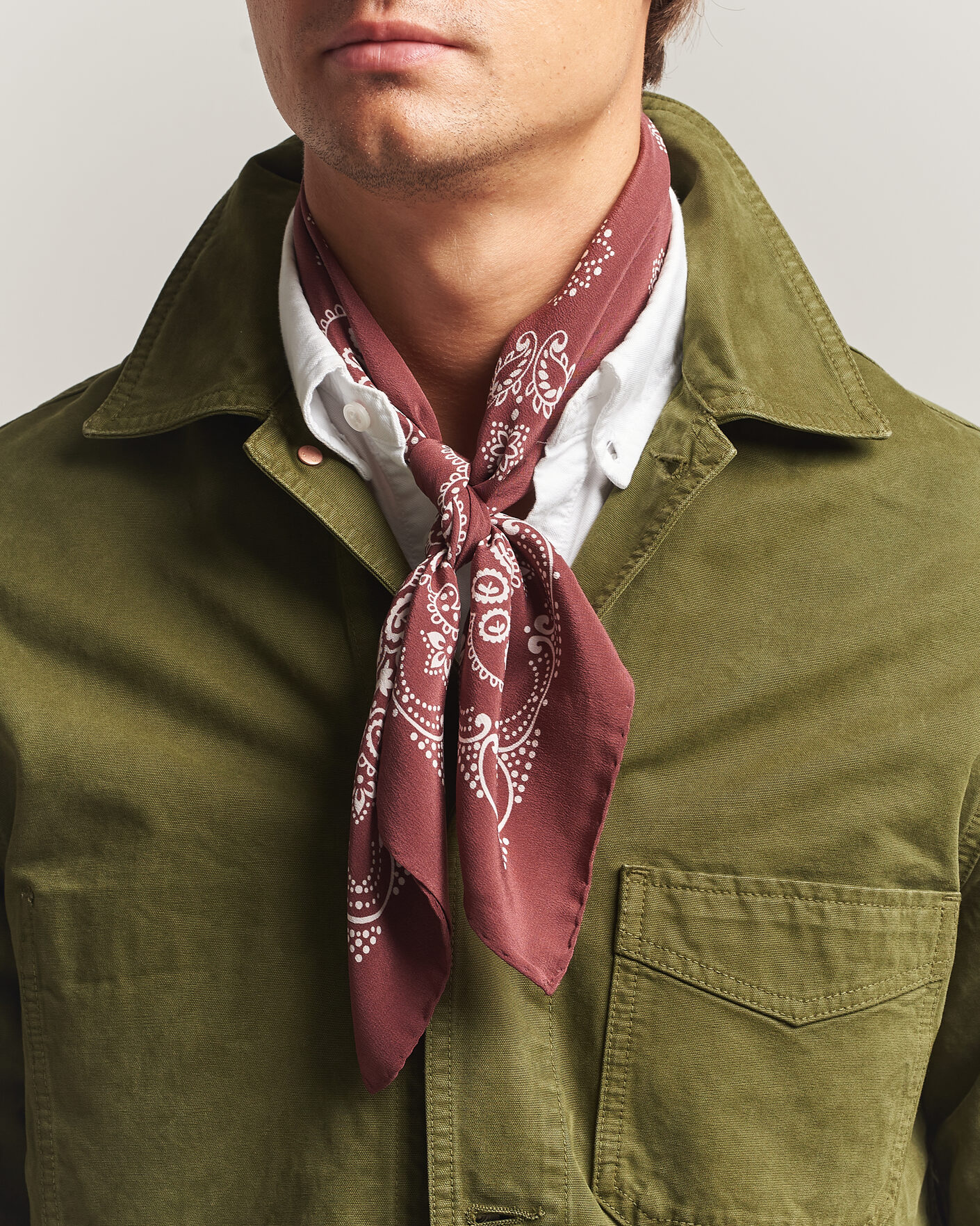 Men | Dress Scarves | Drake's | Traditional Silk Bandana Burgundy