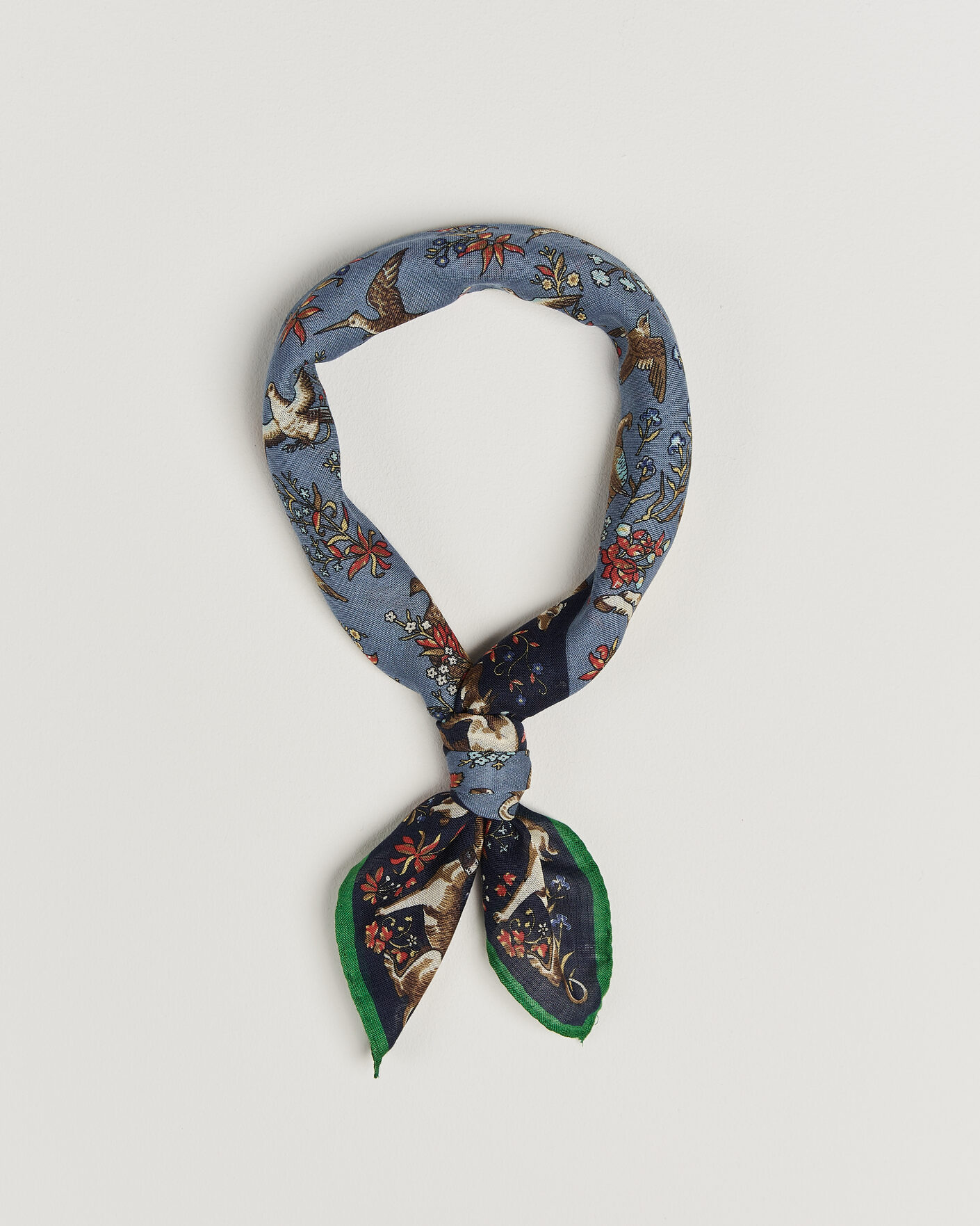 Men | Dress Scarves | Drake's | Unicorn Tapestry Wool/Silk Bandana Navy