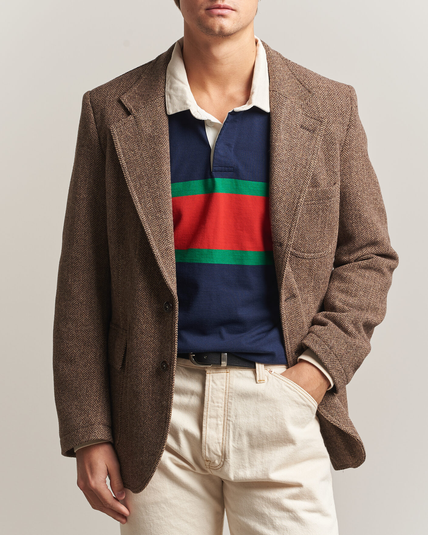 Men | Blazers | Drake's | MKVII Tweed Herringbone Games Blazer Brown