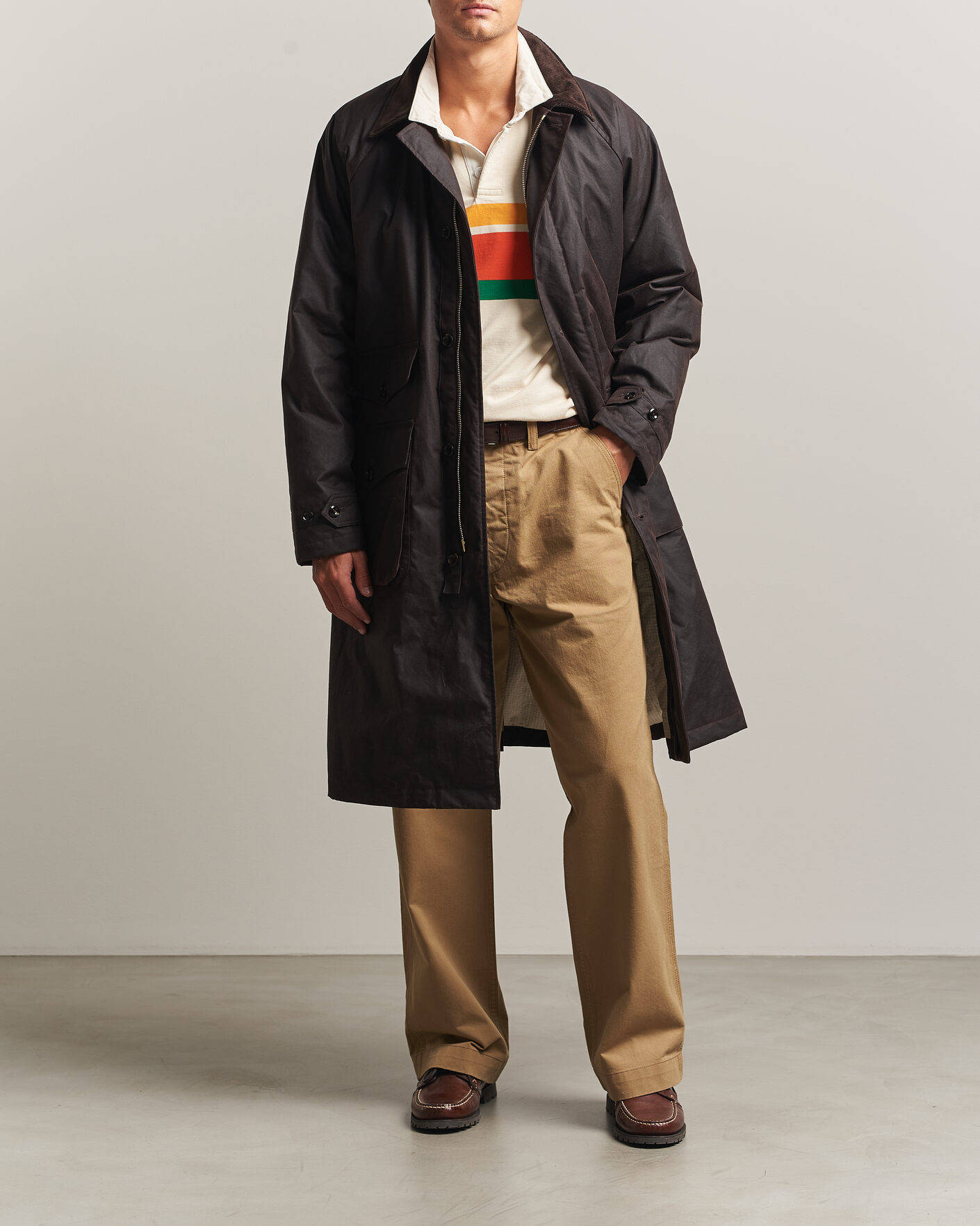 Men | Coats & Jackets | Drake's | Military Waxed Mac Rustic