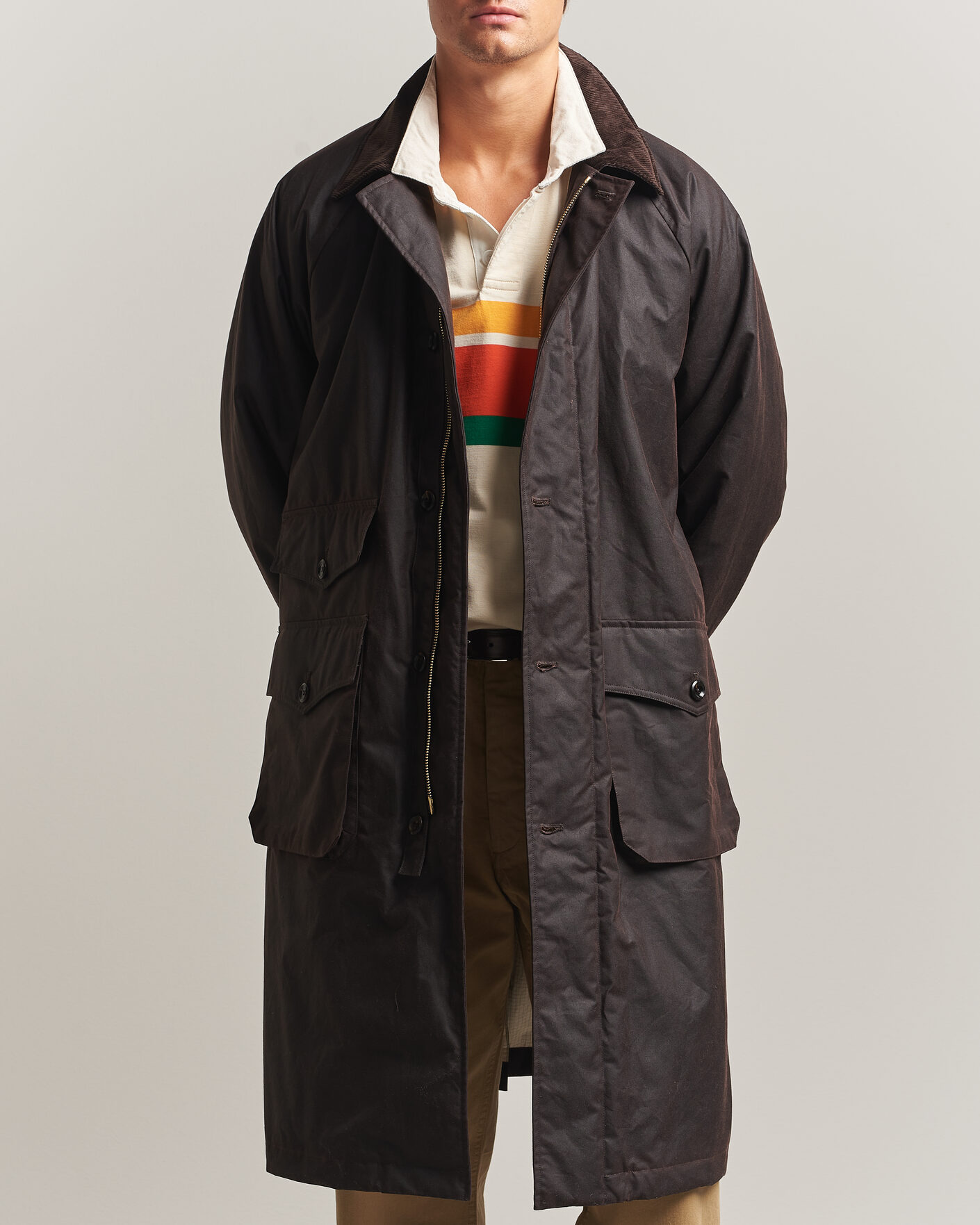 Men | Coats & Jackets | Drake's | Military Waxed Mac Rustic