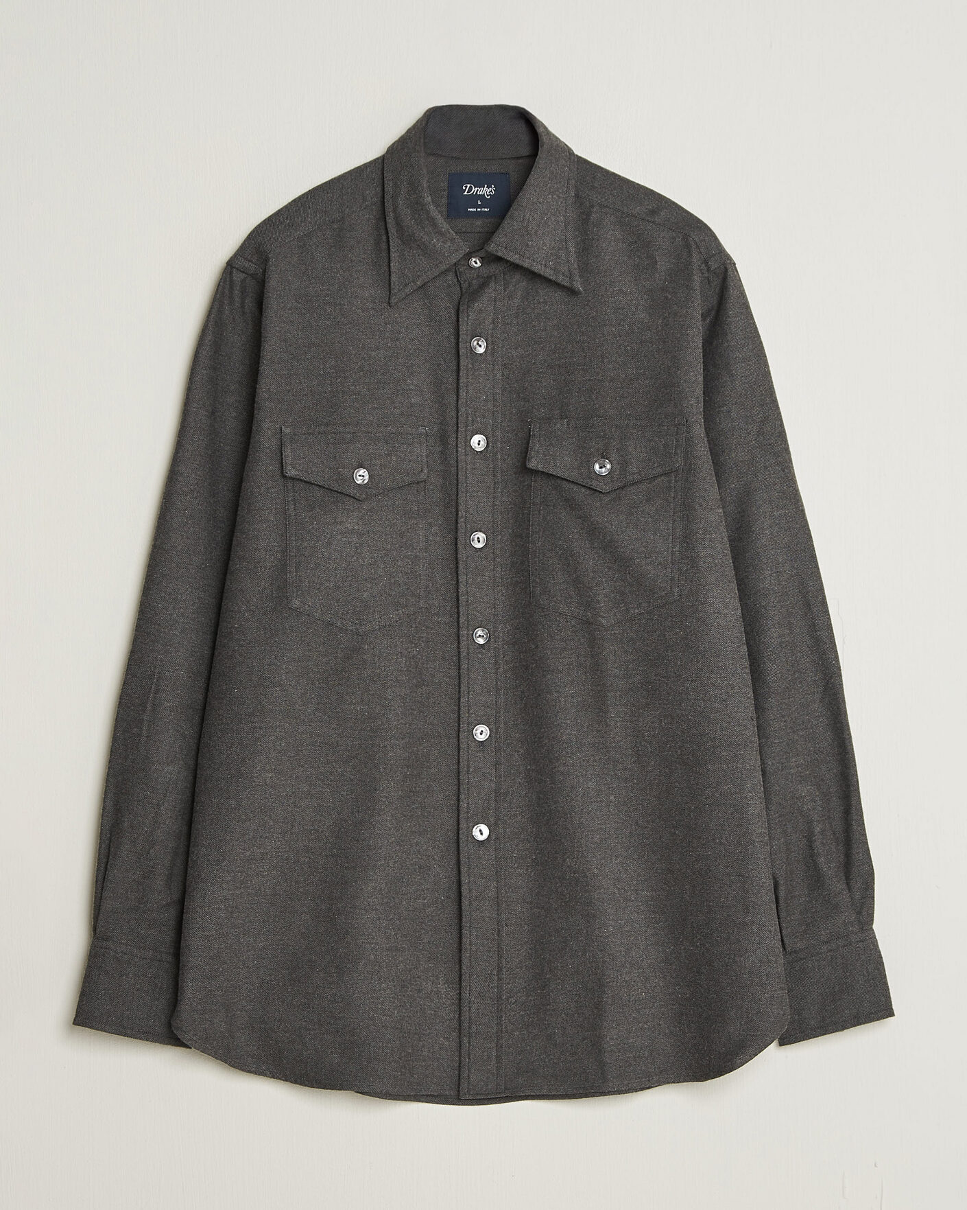 Men | Shirts | Drake's | Two Pocket Casual Shirt Grey