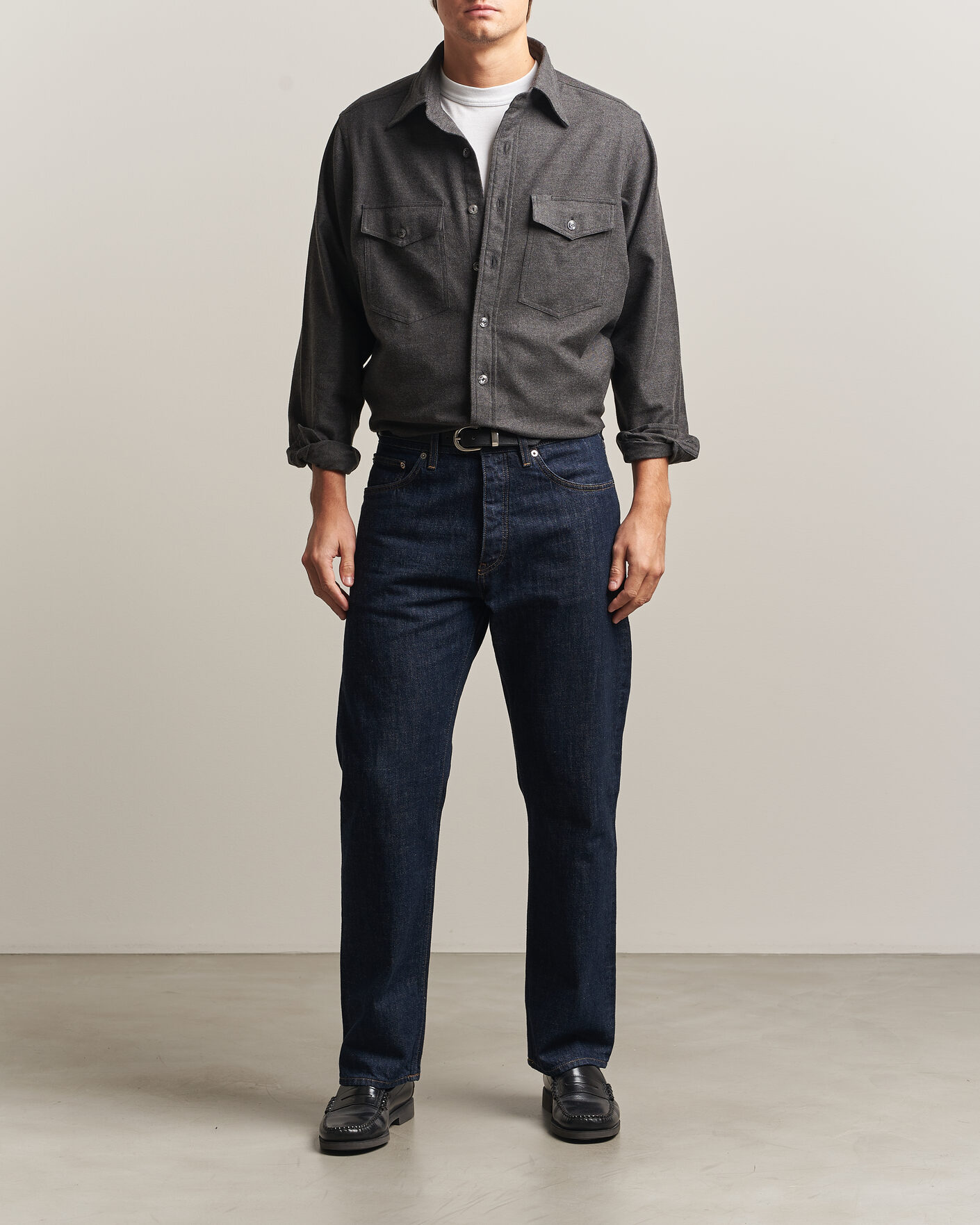 Men | Shirts | Drake's | Two Pocket Casual Shirt Grey