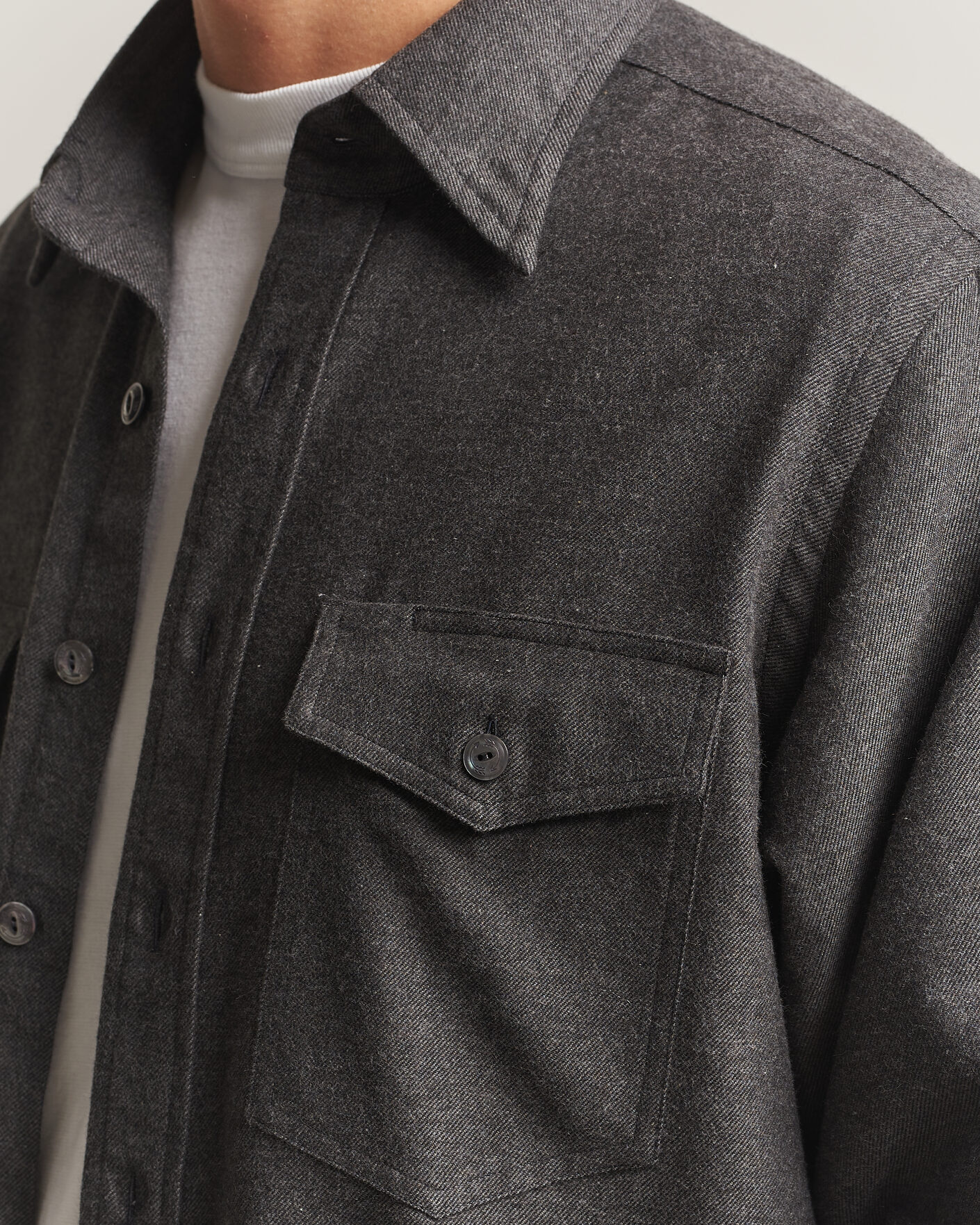 Men | Shirts | Drake's | Two Pocket Casual Shirt Grey