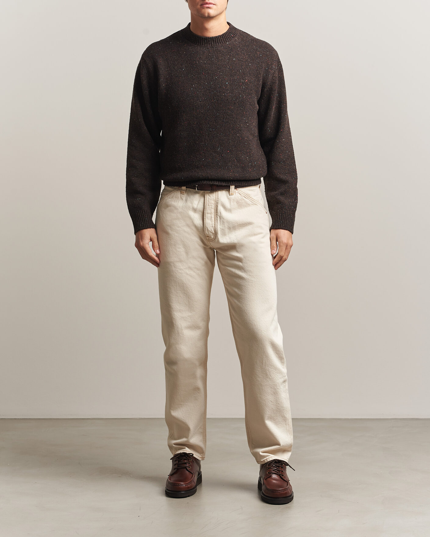 Men | Sweaters & Knitwear | Drake's | Donegal Crewneck Brown