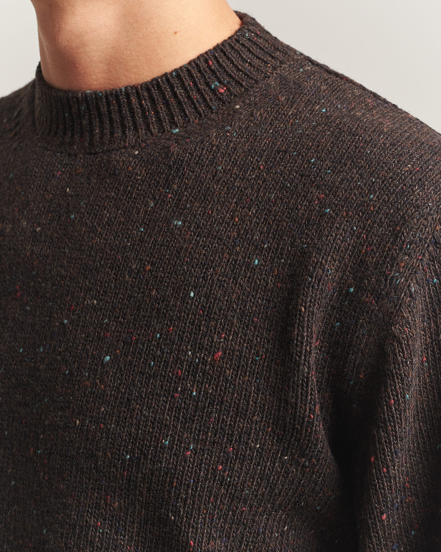 Men | Sweaters & Knitwear | Drake's | Donegal Crewneck Brown