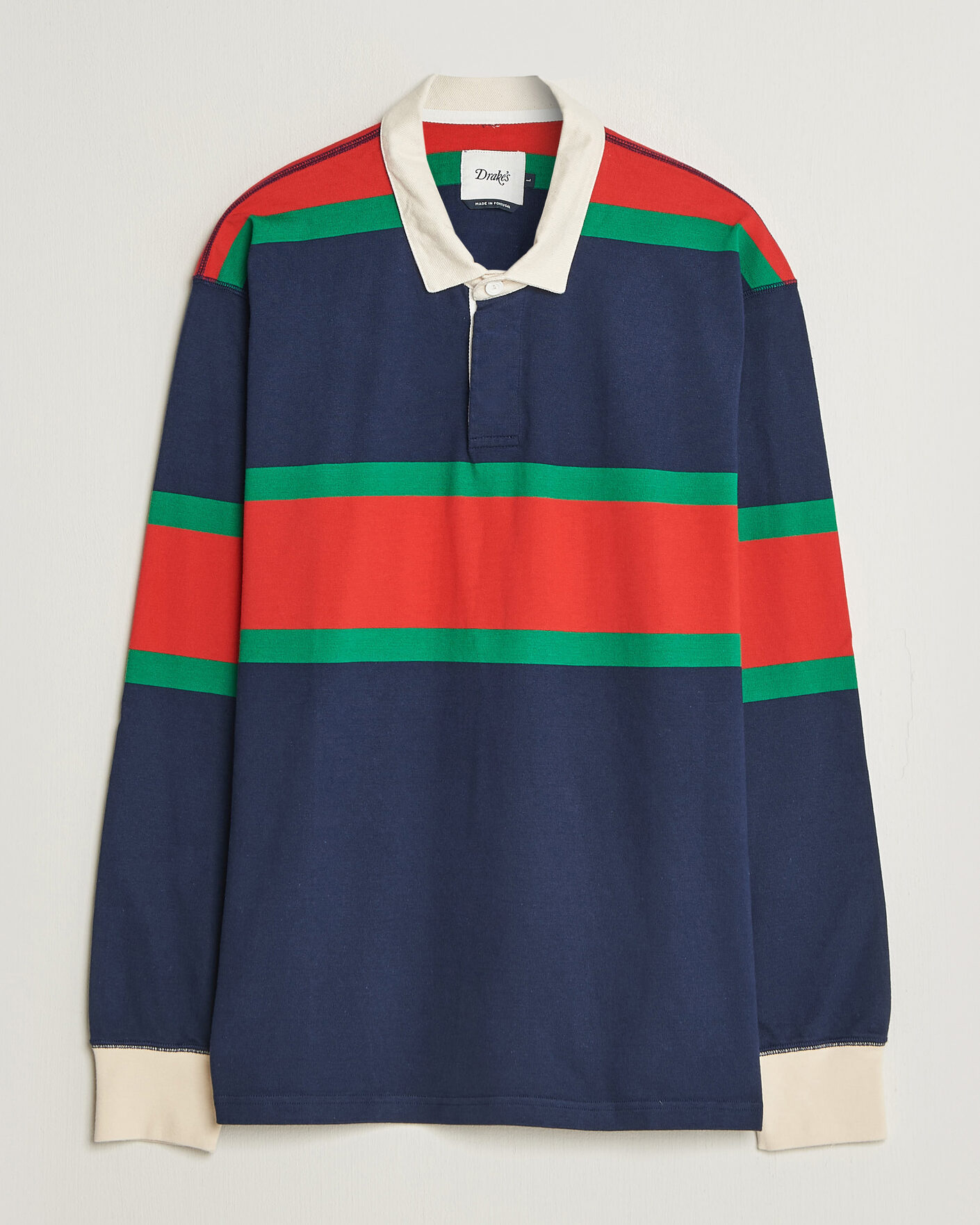 Men | Sweaters & Knitwear | Drake's | Middle Stripe Rugby Navy/Red/Green