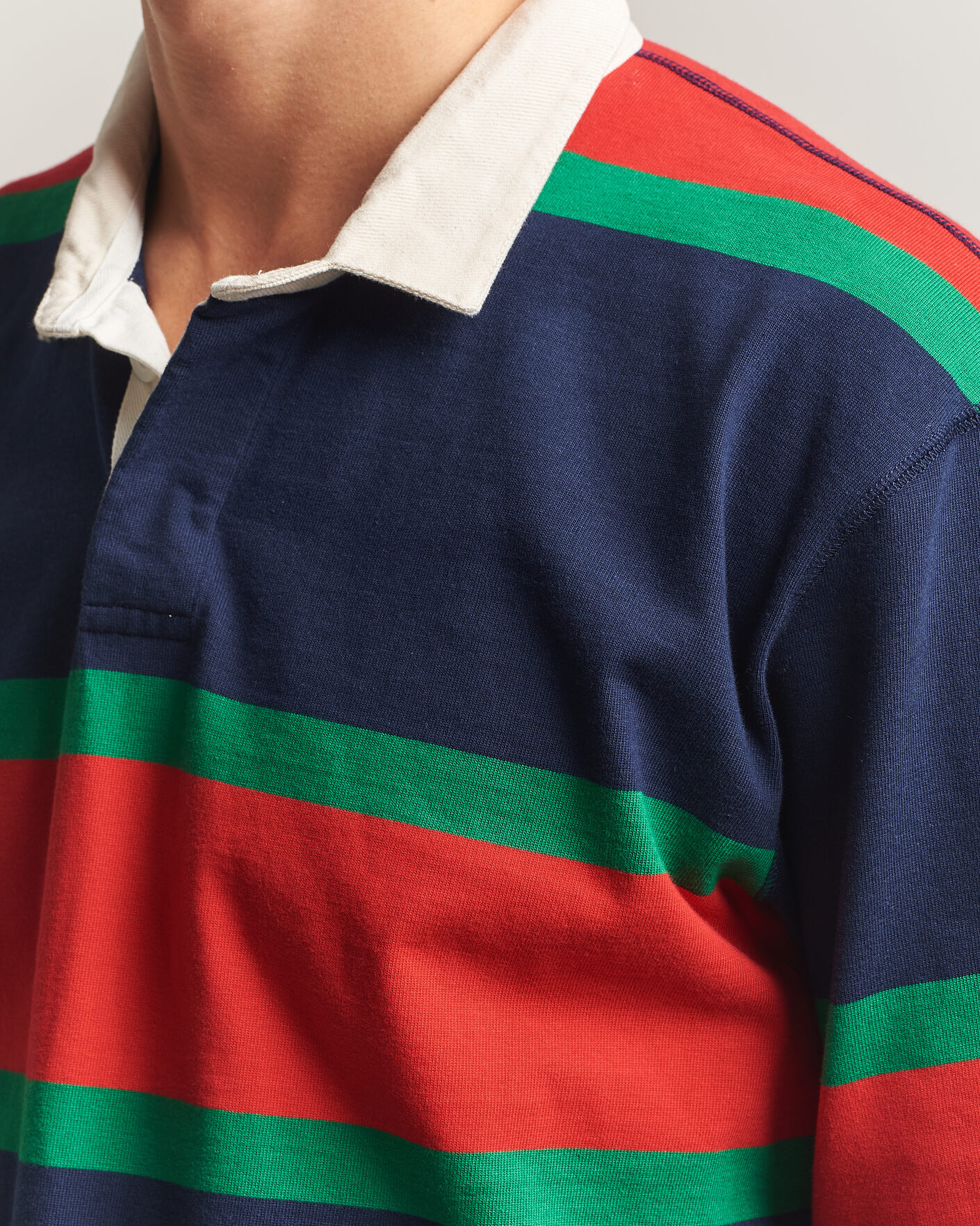 Men | Sweaters & Knitwear | Drake's | Middle Stripe Rugby Navy/Red/Green