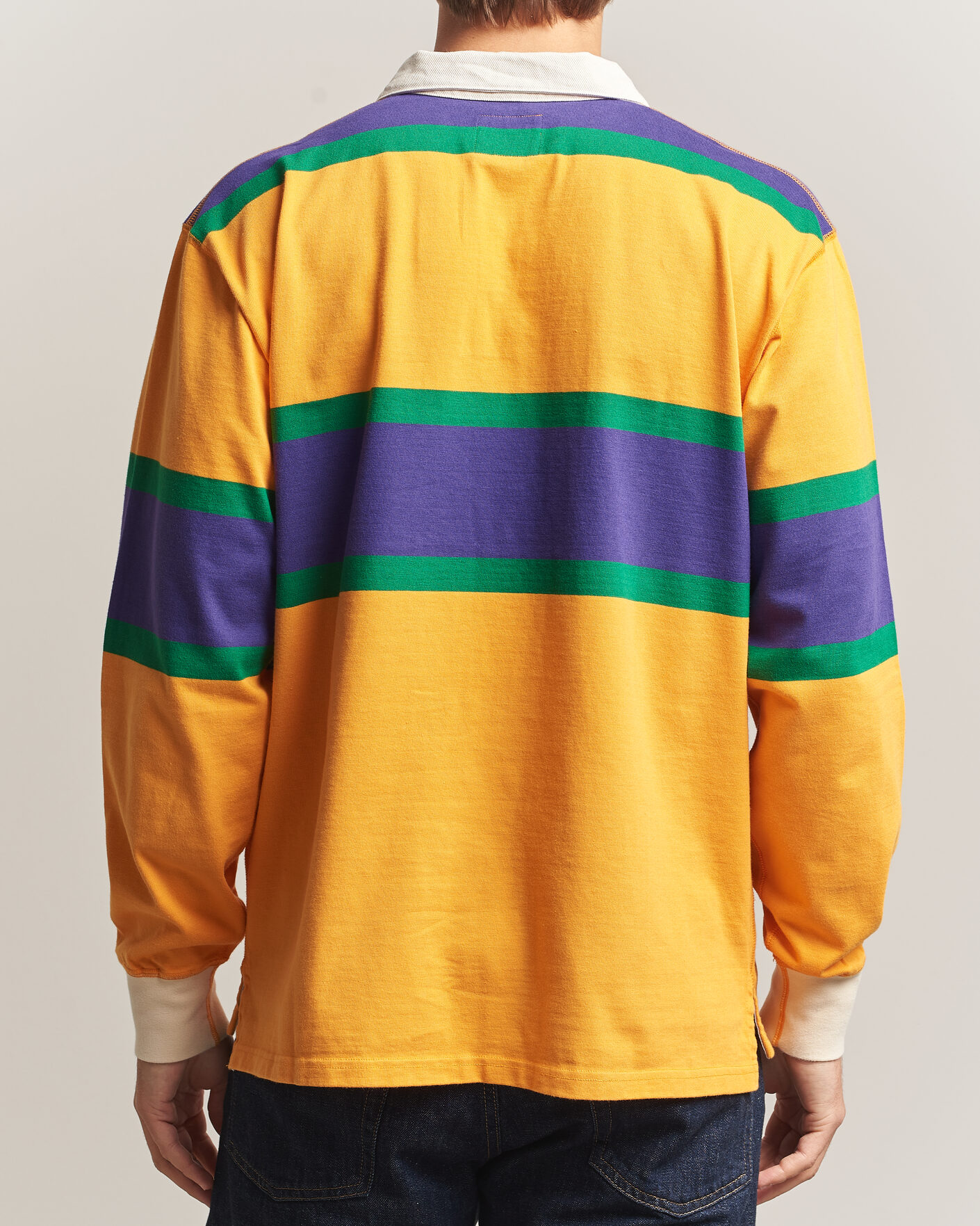 Men | Sweaters & Knitwear | Drake's | Block Stripe Rugby Yellow