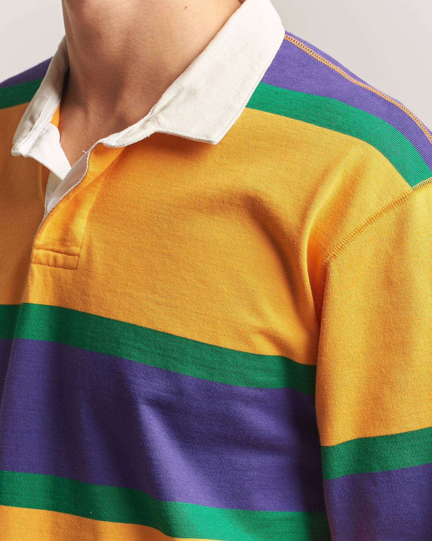 Men | Sweaters & Knitwear | Drake's | Block Stripe Rugby Yellow